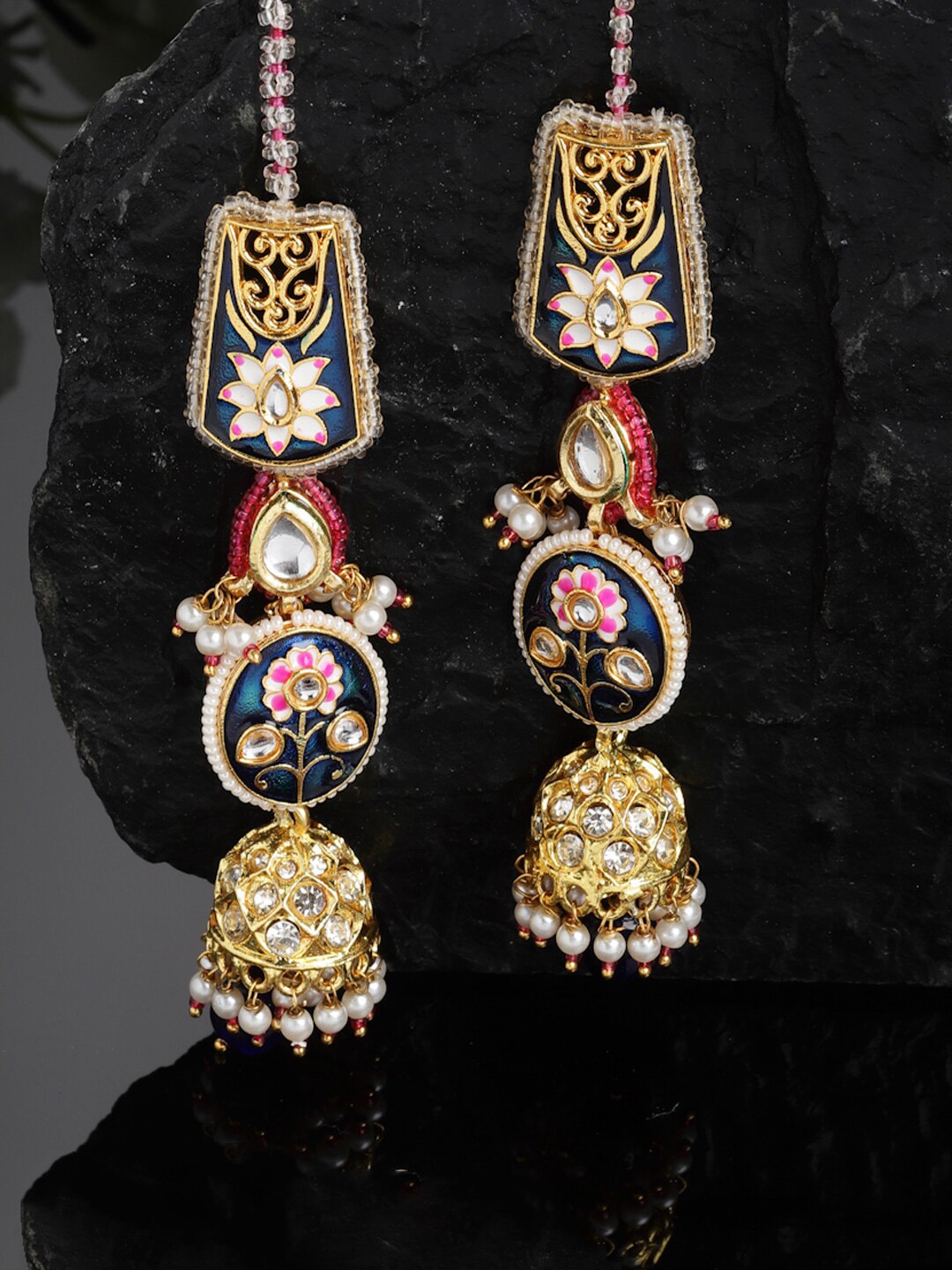 

DUGRISTYLE Gold Plated Contemporary Drop Earrings With Earchain
