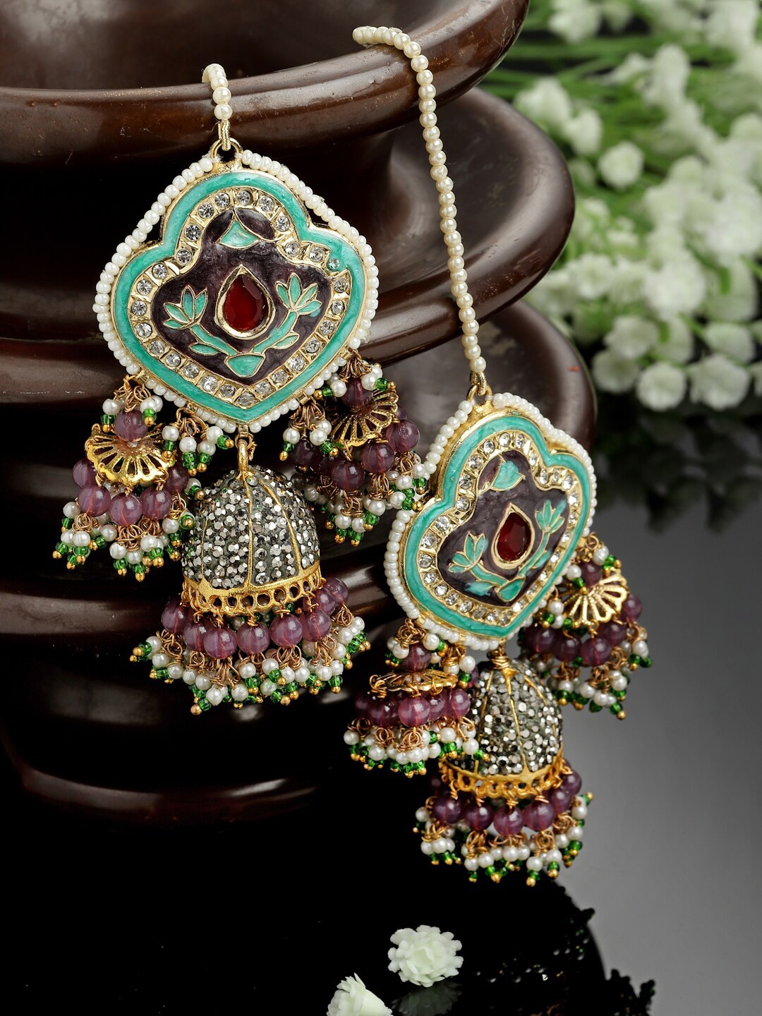 

DUGRISTYLE Gold-Plated Contemporary Jhumkas Earrings