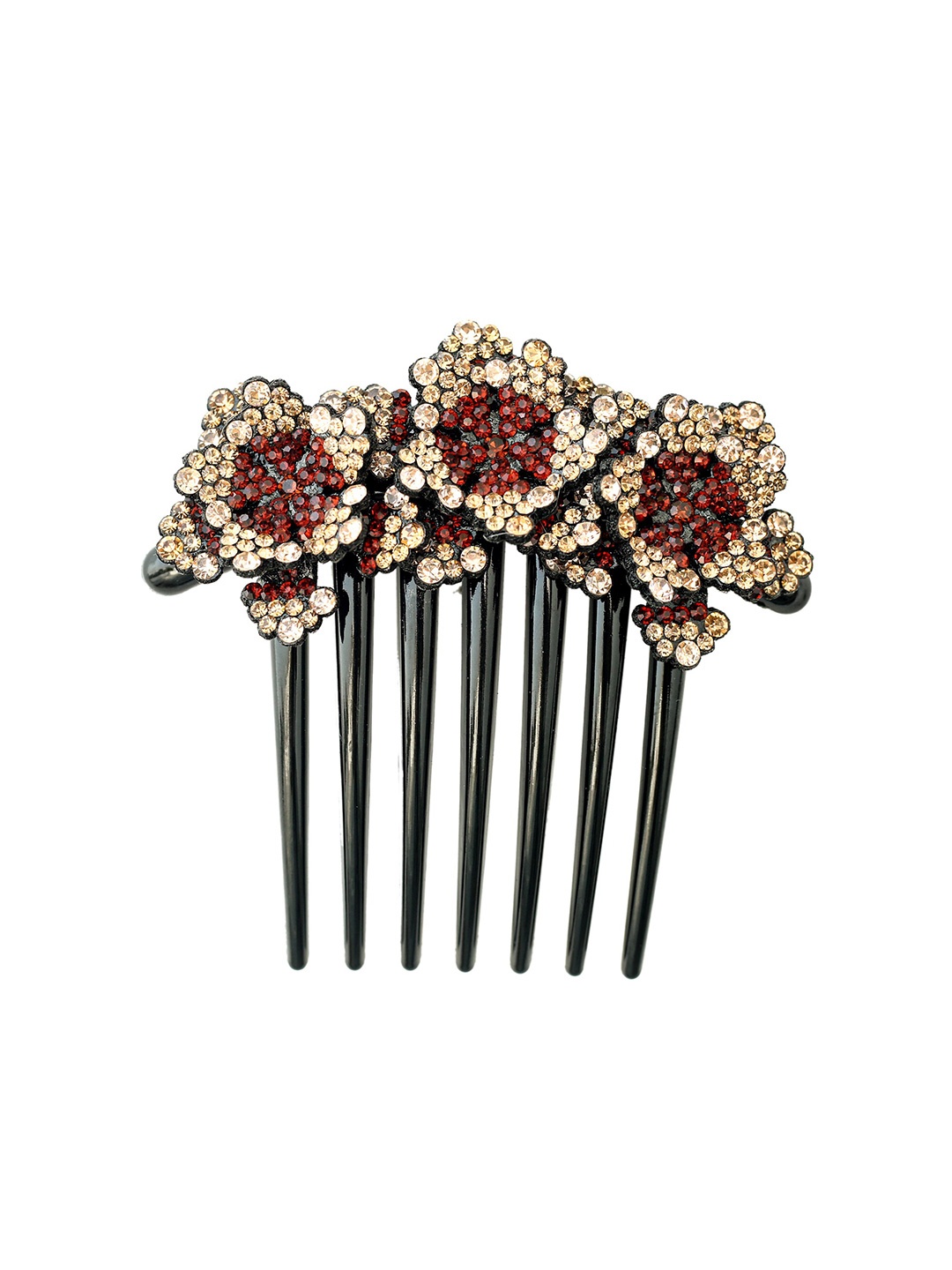 

MIZORRI Women Set Of 2 Embellished Rhinestones Comb Pin, Black