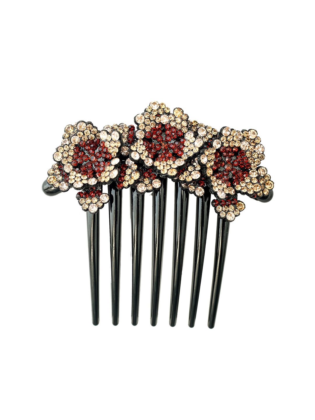 

MIZORRI Women Set Of 2 Embellished Rhinestones Comb Pin, Black