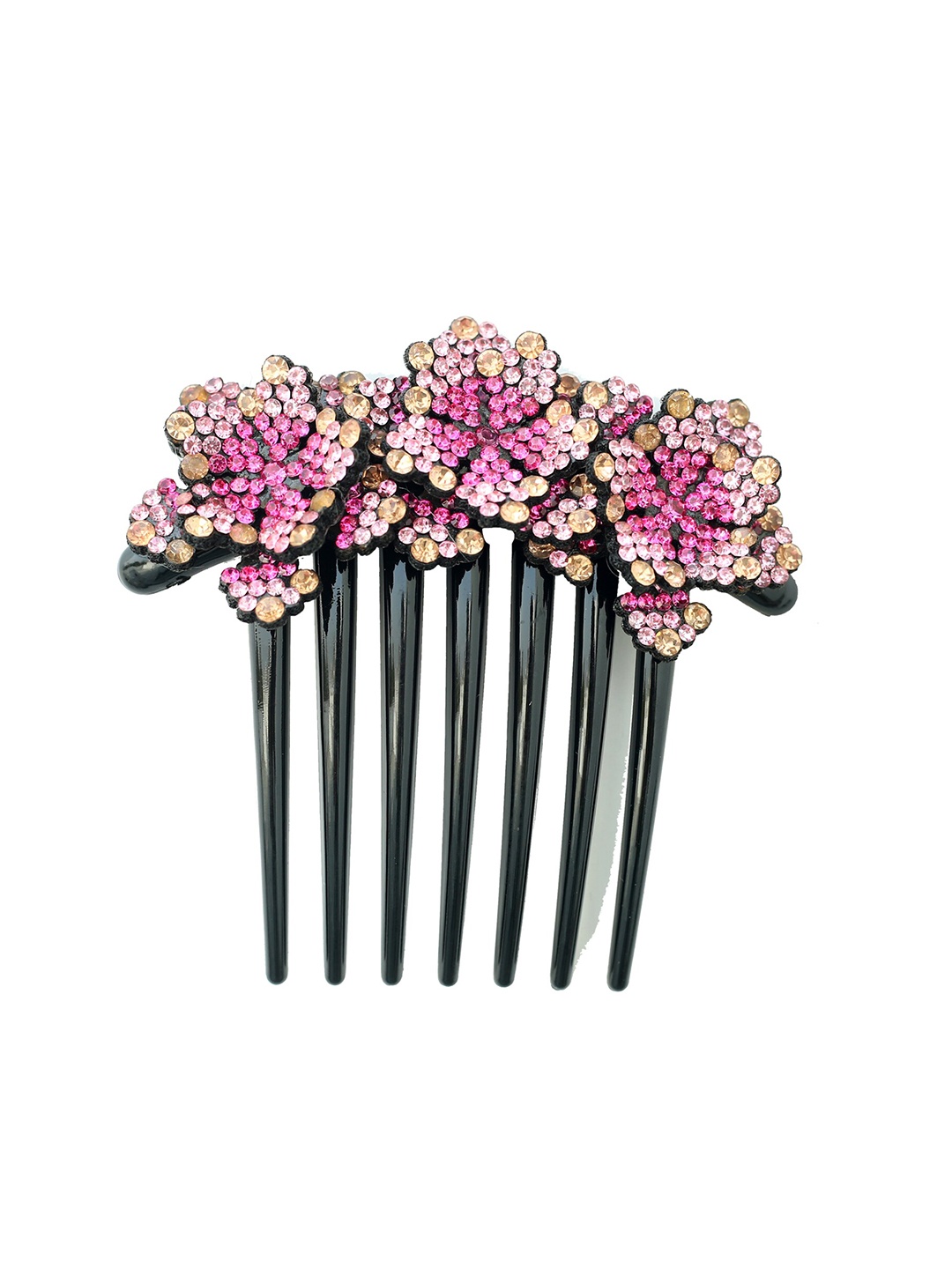 

MIZORRI Women Set Of 2 Embellished Rhinestones Comb Pin, Red