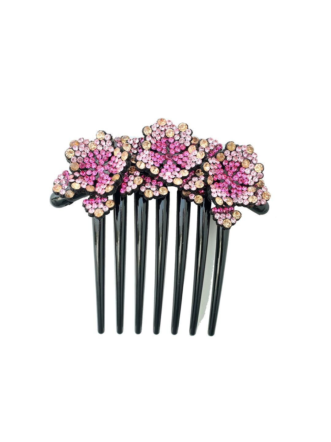 

MIZORRI Women Set Of 4 Embellished Rhinestones Comb Pins, Black