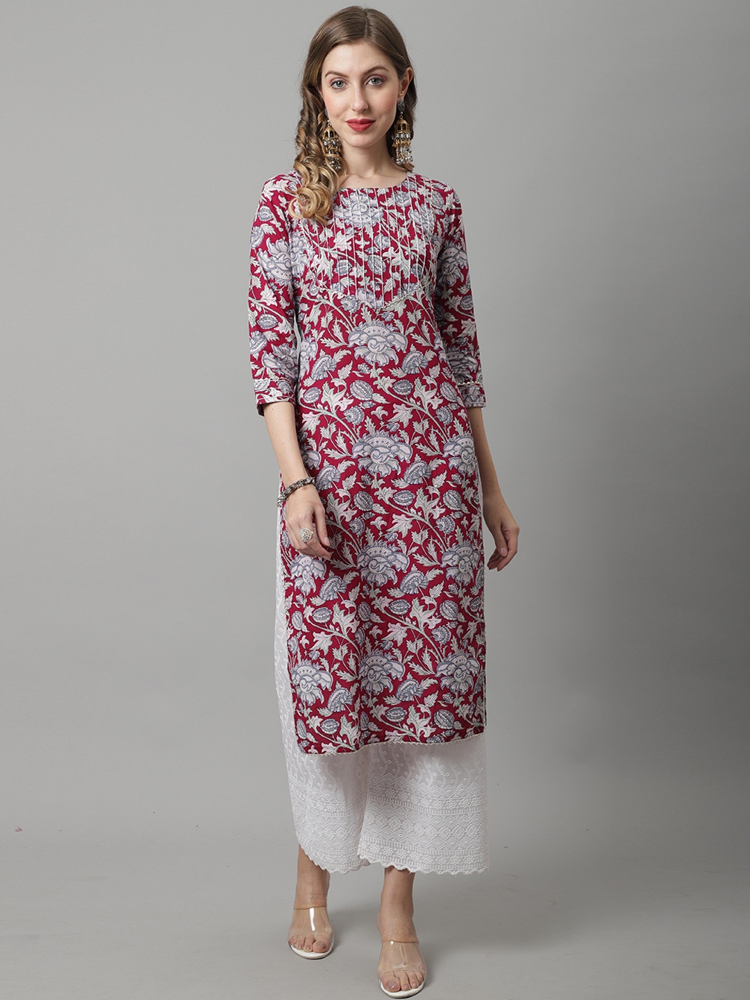 

Rajnandini Floral Printed Cotton Kurta, Pink