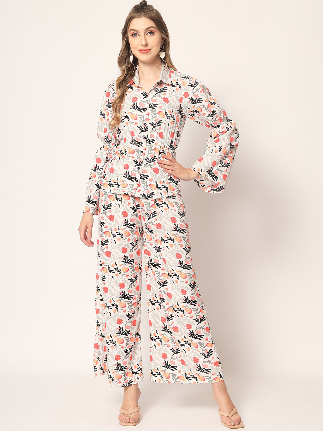 

SHUBHVASTRA Floral Printed Shirt With Trousers, White
