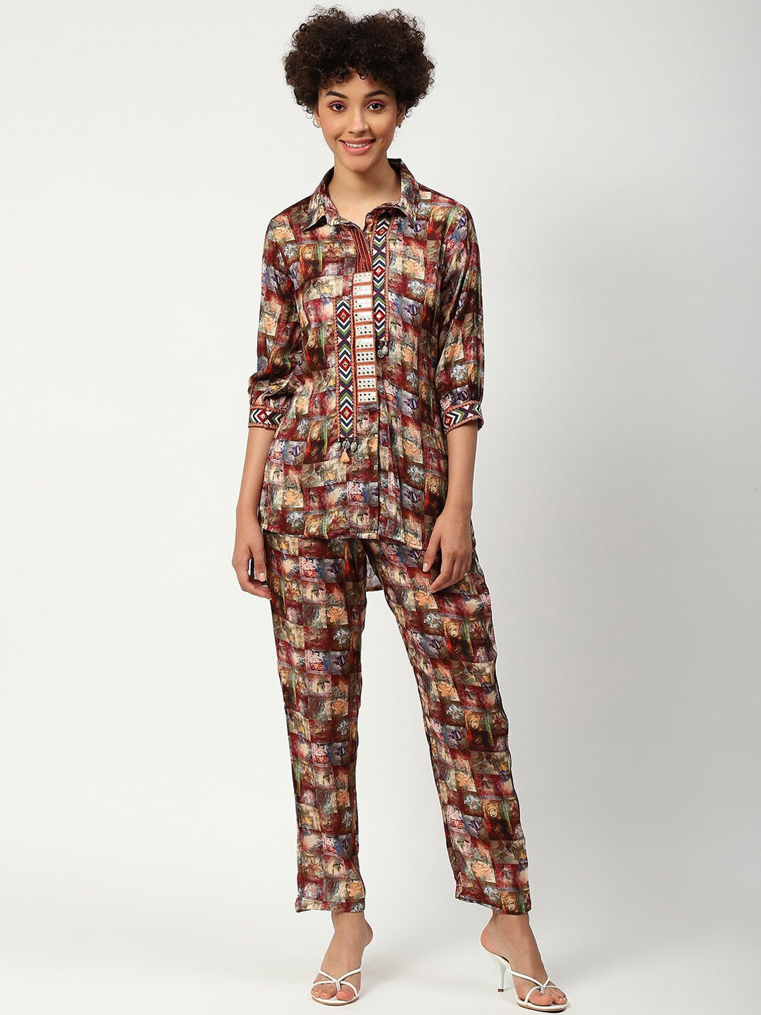 

NH KAPDEWALA Abstract Printed Pure Muslin Co-ord Set, Red