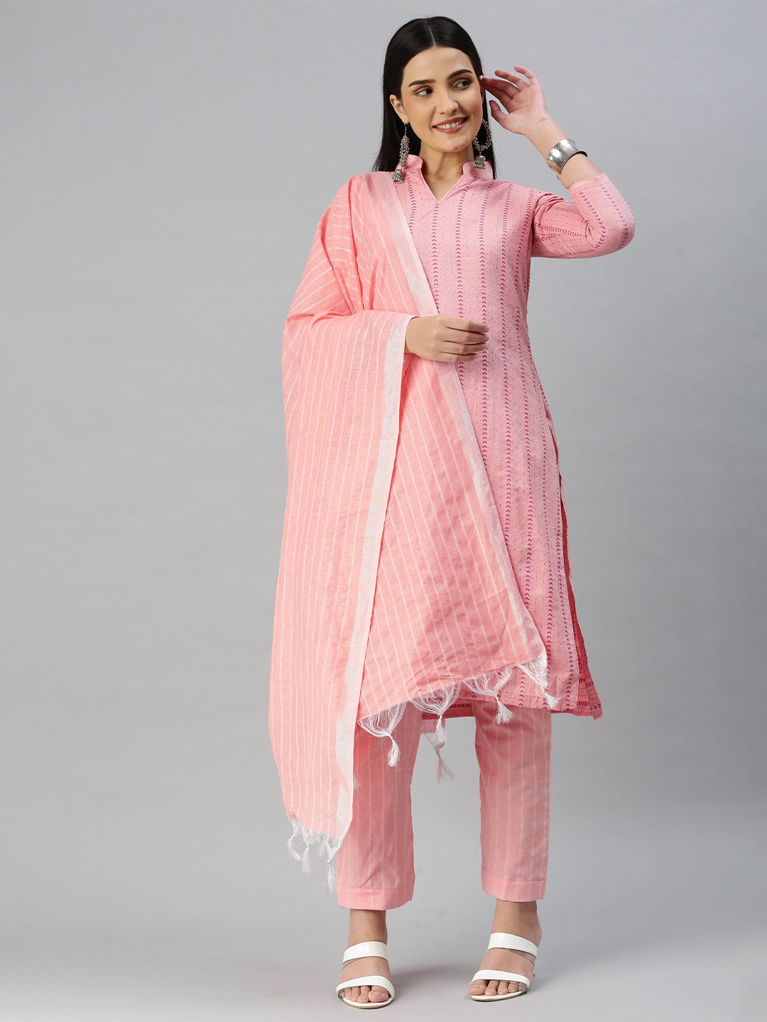 

KALINI Unstitched Dress Material, Pink