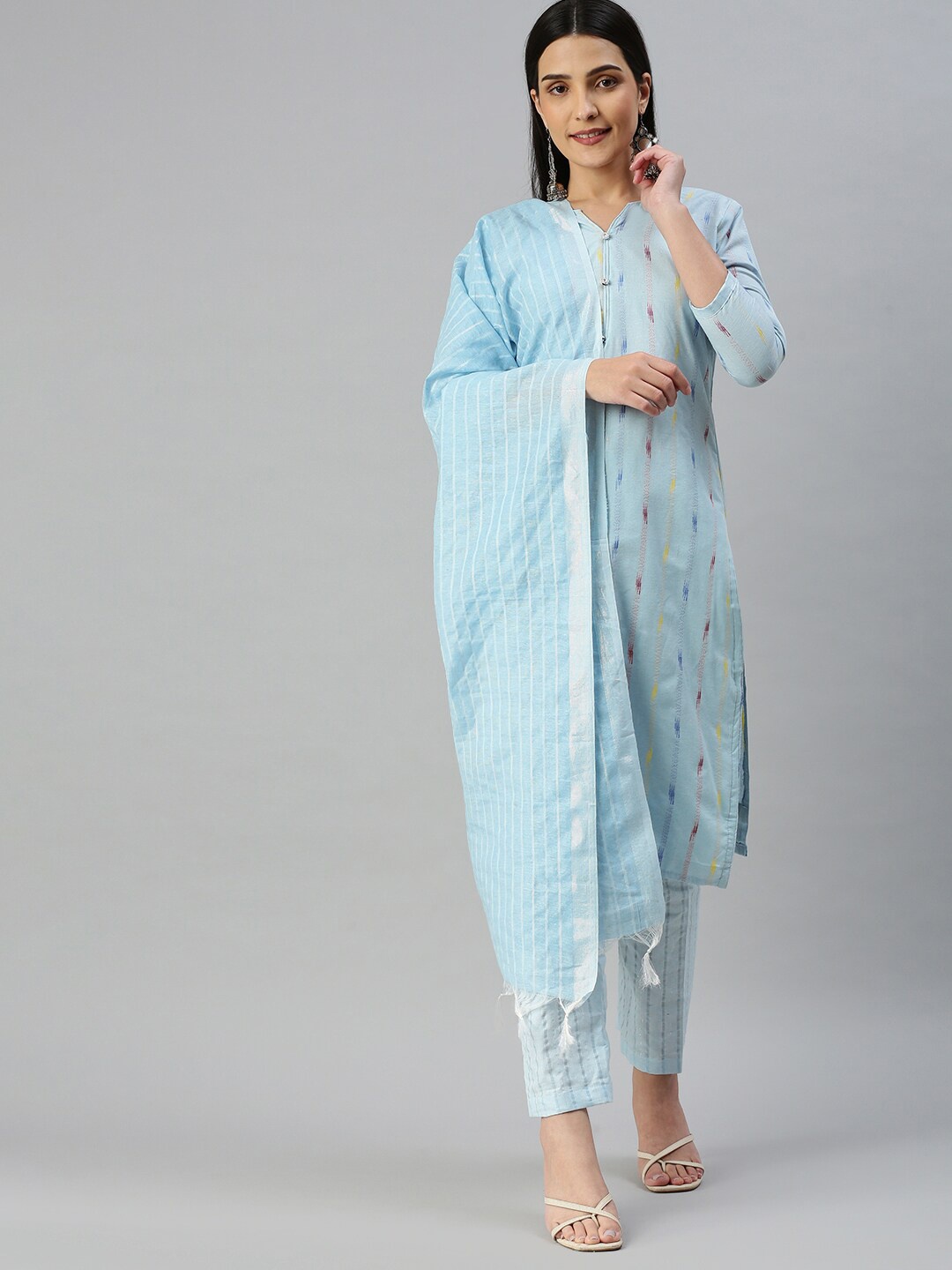 

KALINI Unstitched Dress Material, Blue