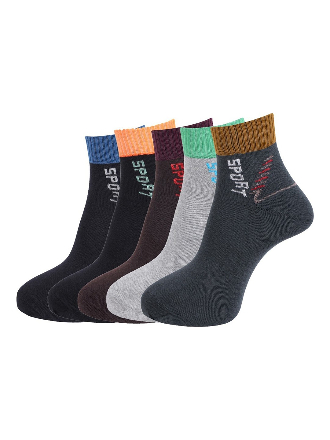 

Dollar Socks Men Pack Of 5 Assorted Ankle-Length Cotton Socks