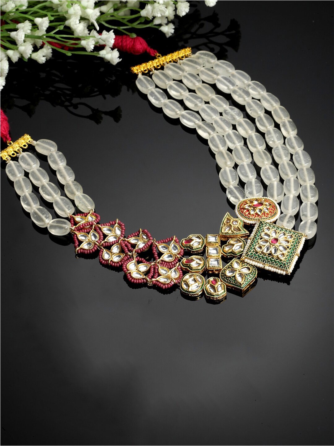 

DUGRISTYLE Gold-Plated Antique Kundan Studded Necklace