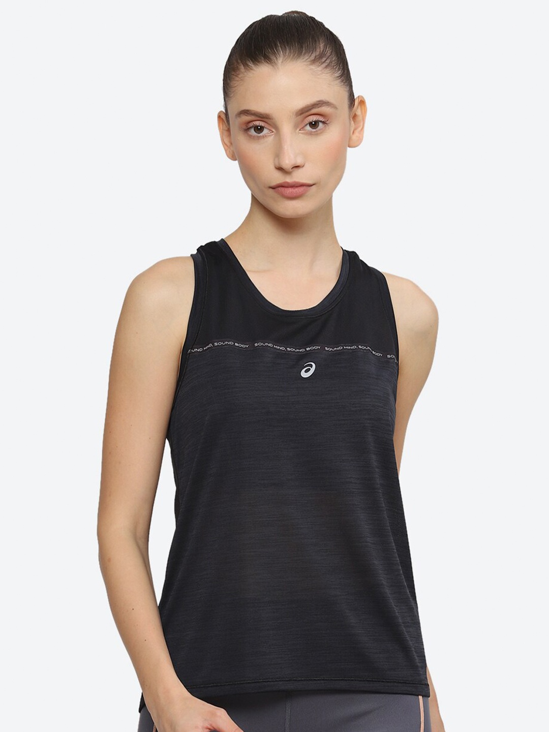 

ASICS Round Neck Sleeveless Sports Tank Top, Black