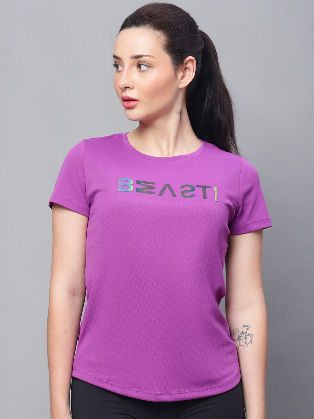 

PERFKT-U Typography Printed T-shirt, Purple
