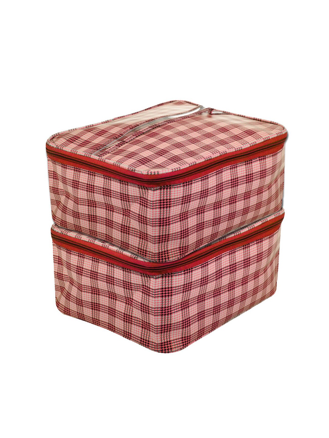 

Kuber Industries Red 2 Pieces Checked Toiletry Bags With Handle