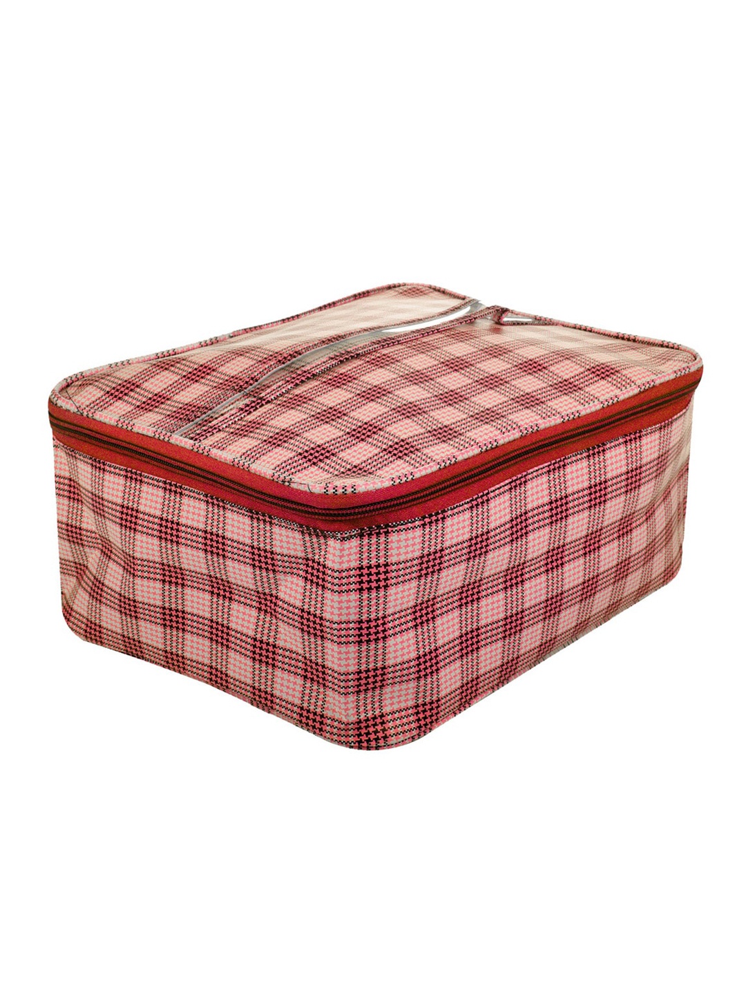 

Kuber Industries Red Checked Toiletry Bag With Handle