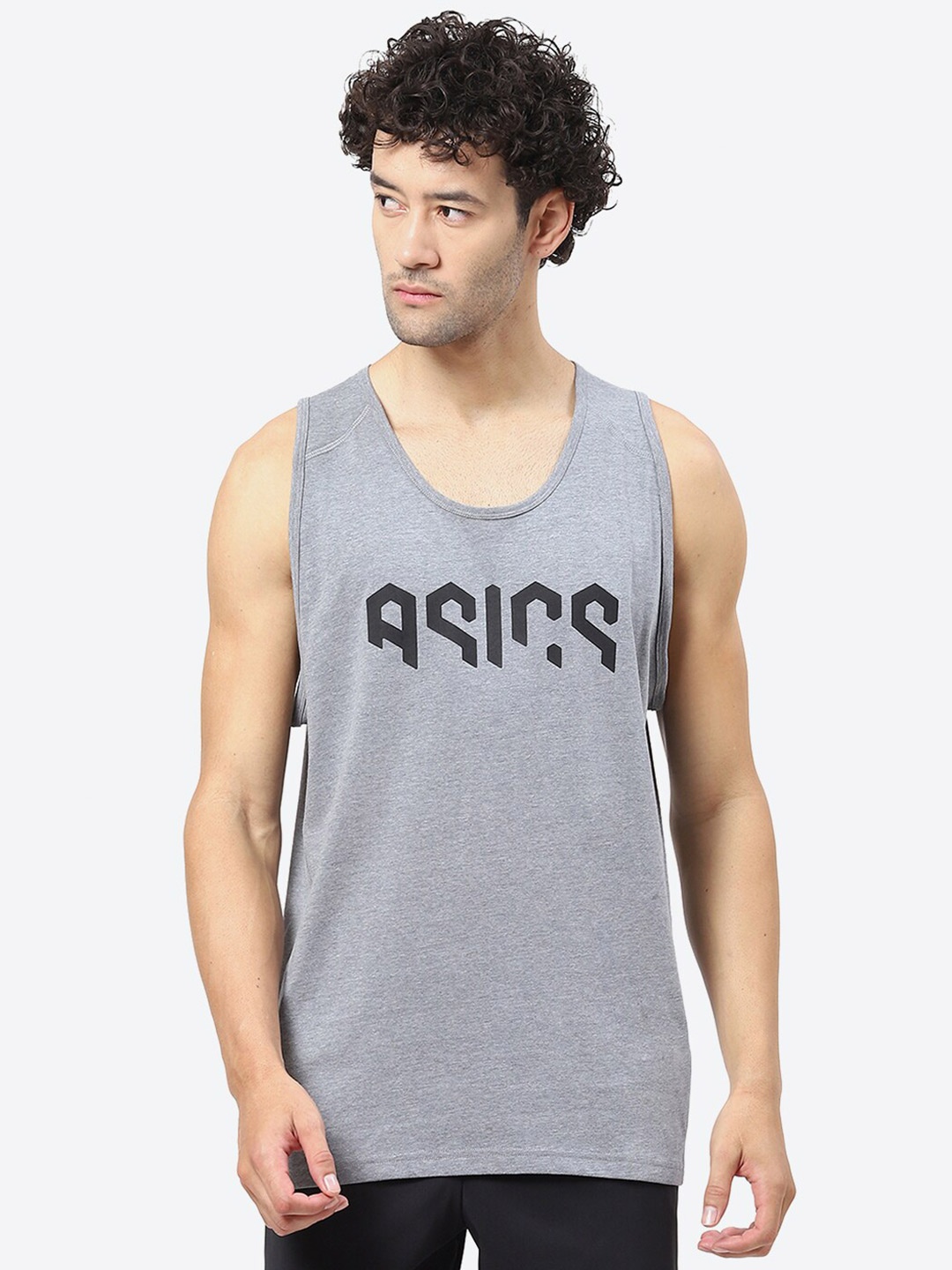 

ASICS Typography Printed Cotton T-Shirt, Grey