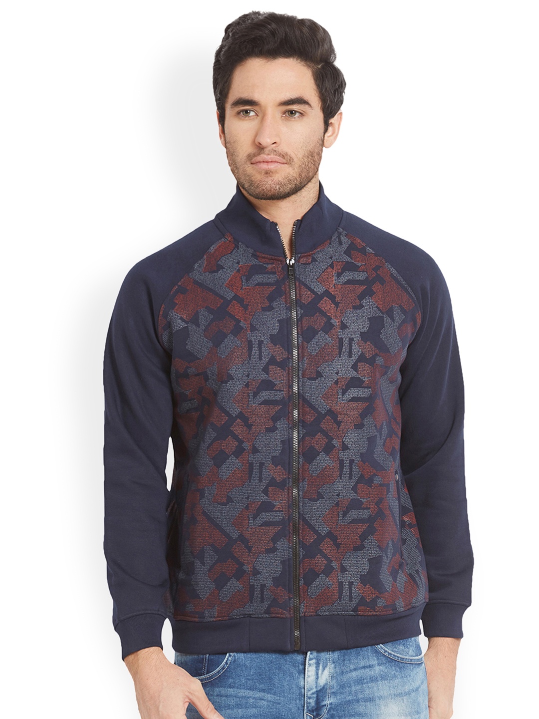 

SPYKAR Men Navy Blue Printed Sweatshirt