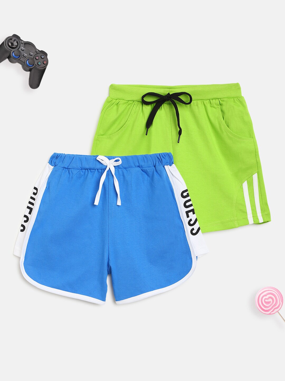HOMEGROWN Girls Pack Of 2 Regular Shorts, Green