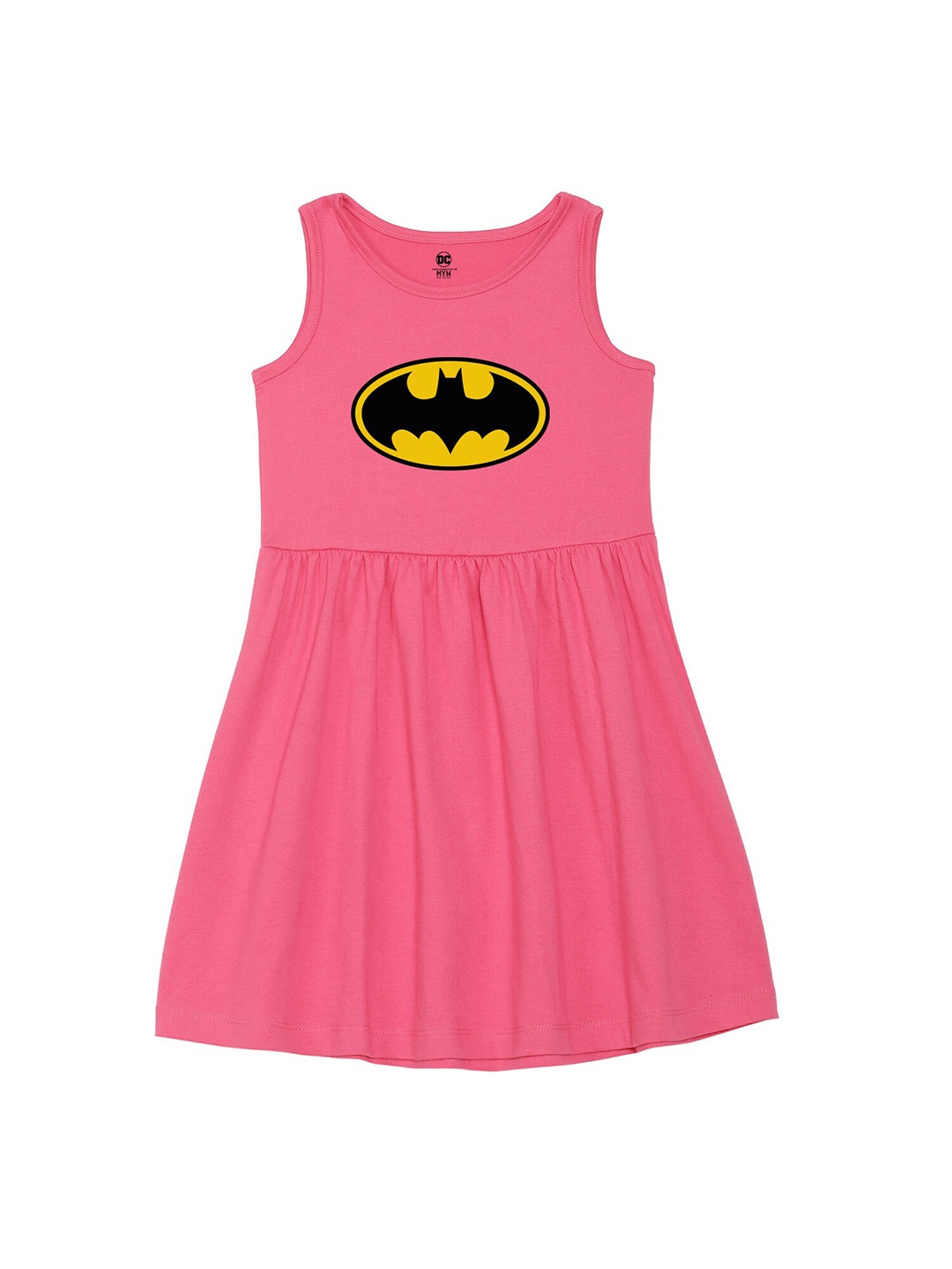 

Wear Your Mind Girls Batman Printed Fit and Flare Dress, Pink