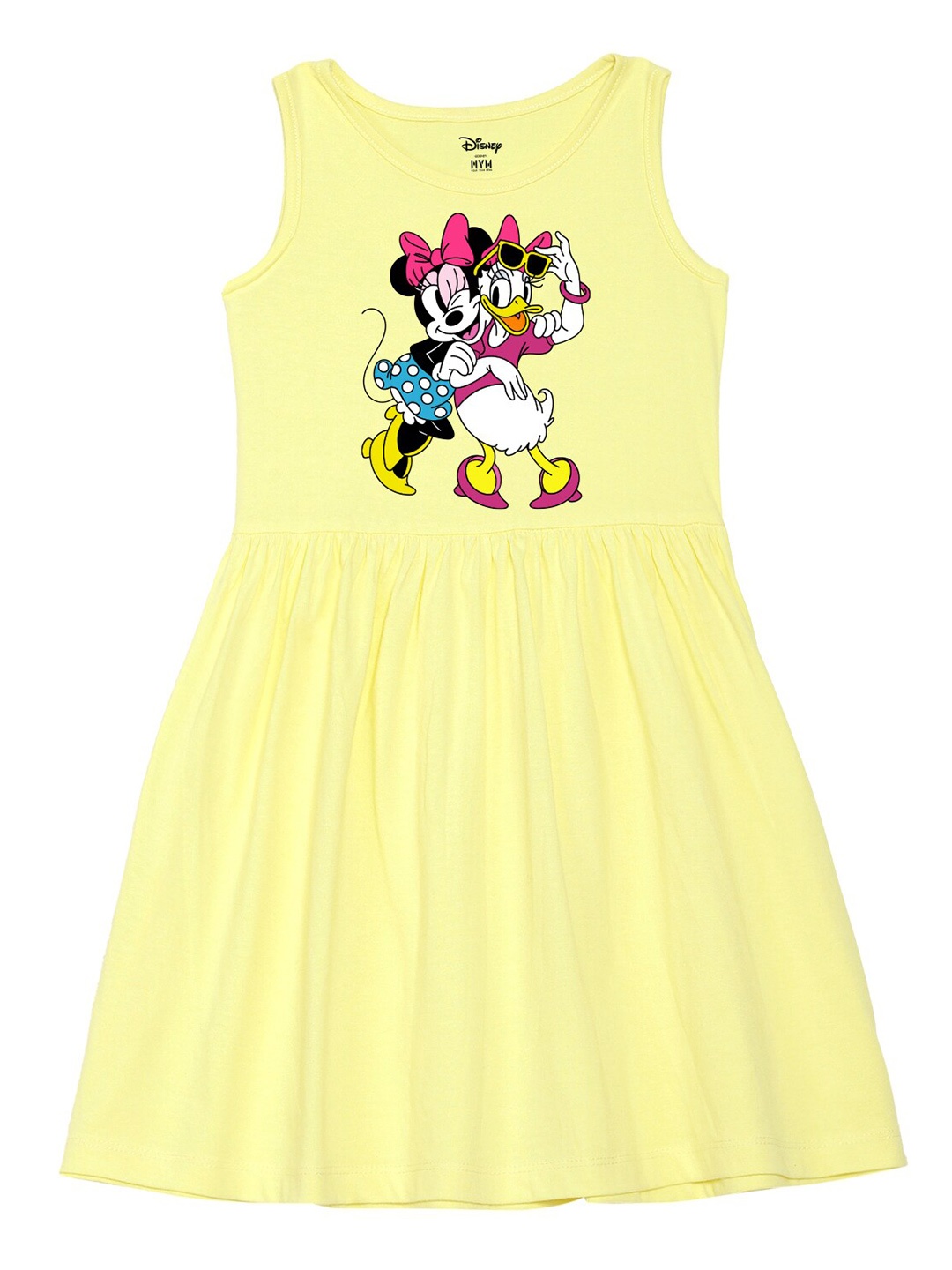 

Wear Your Mind Girls Minnie Mouse Printed Fit and Flare Cotton Dress, Yellow