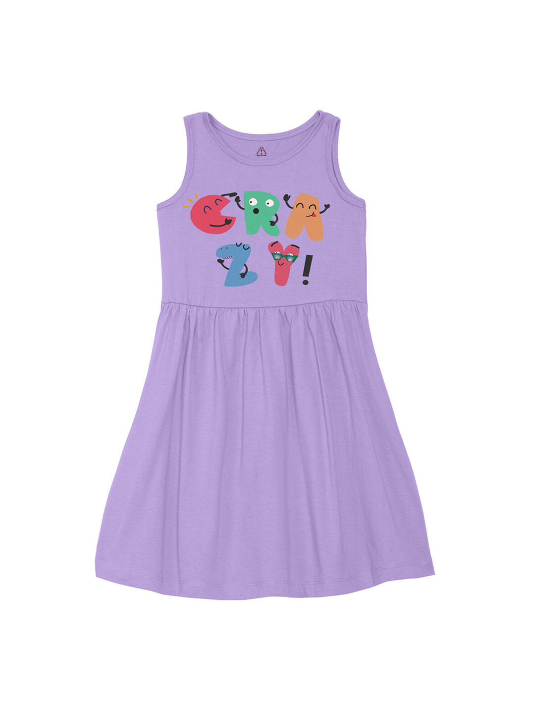 

Wear Your Mind Girls Round Neck Graphic Printed Pure Cotton A-Line Dress, Purple