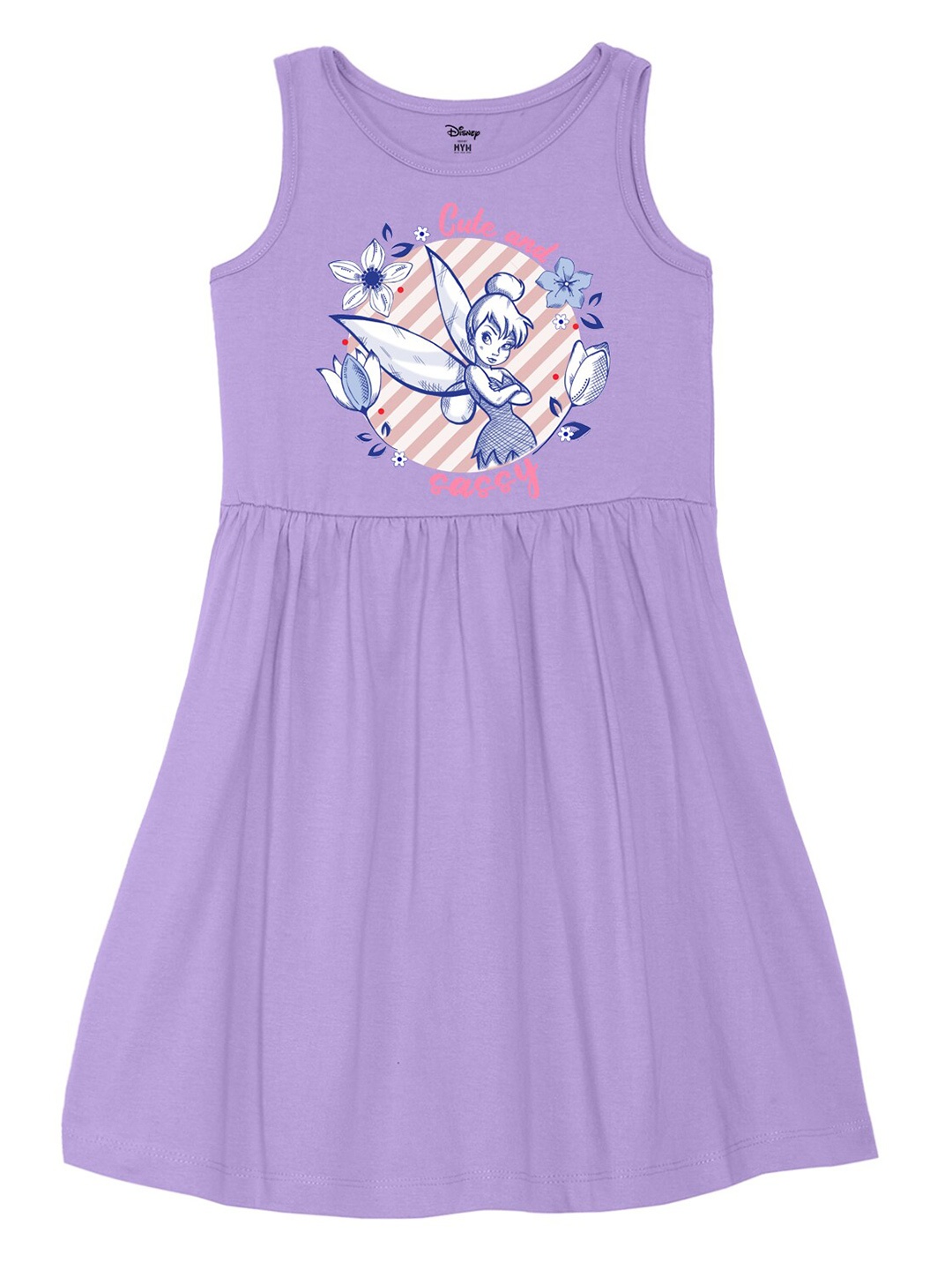 

Wear Your Mind Girls Tinkerbell Printed Fit and Flare Dress, Purple