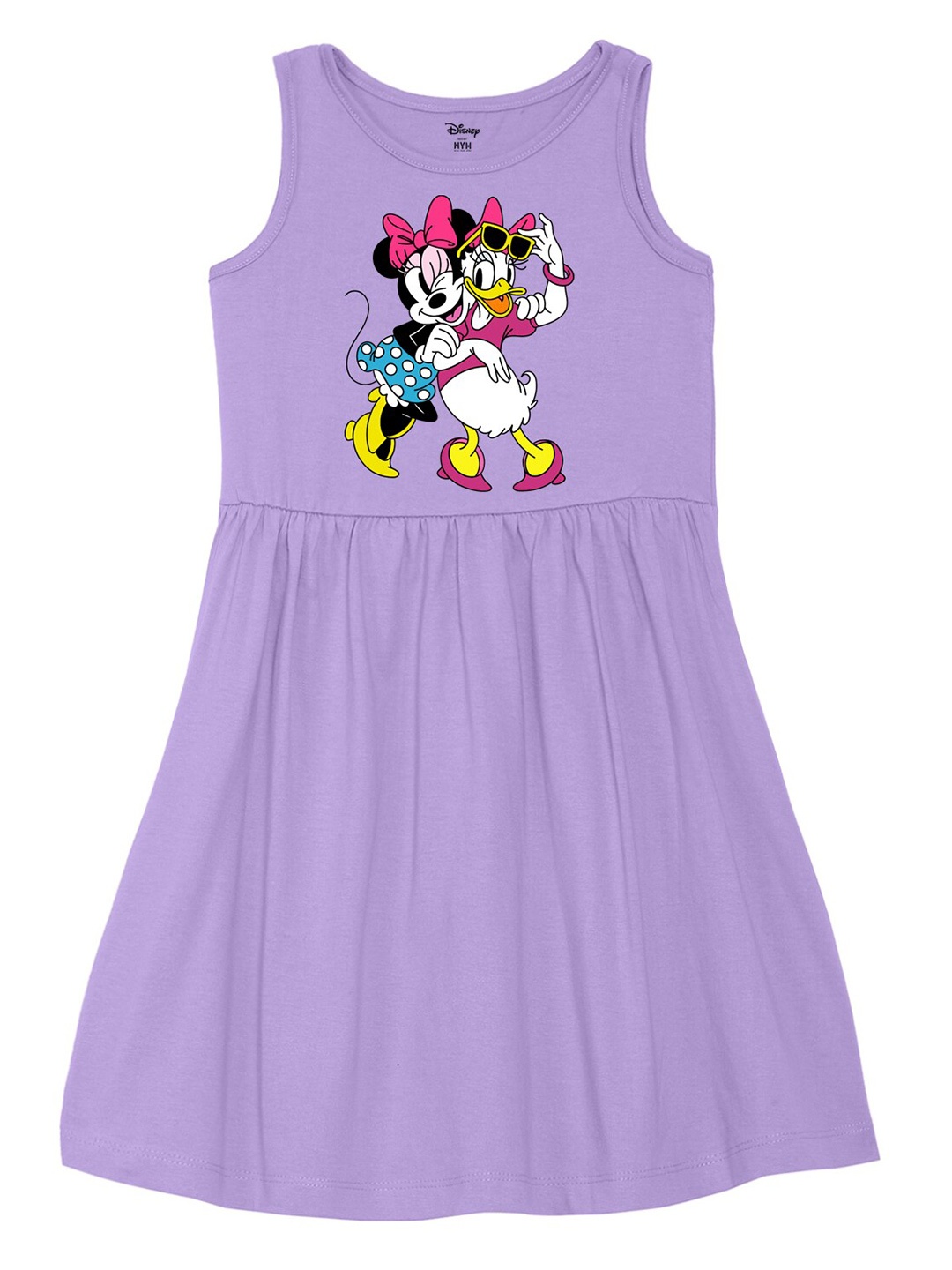 

Wear Your Mind Girls Minnie & Daisy Printed Pure Cotton Fit & Flare Dress, Lavender