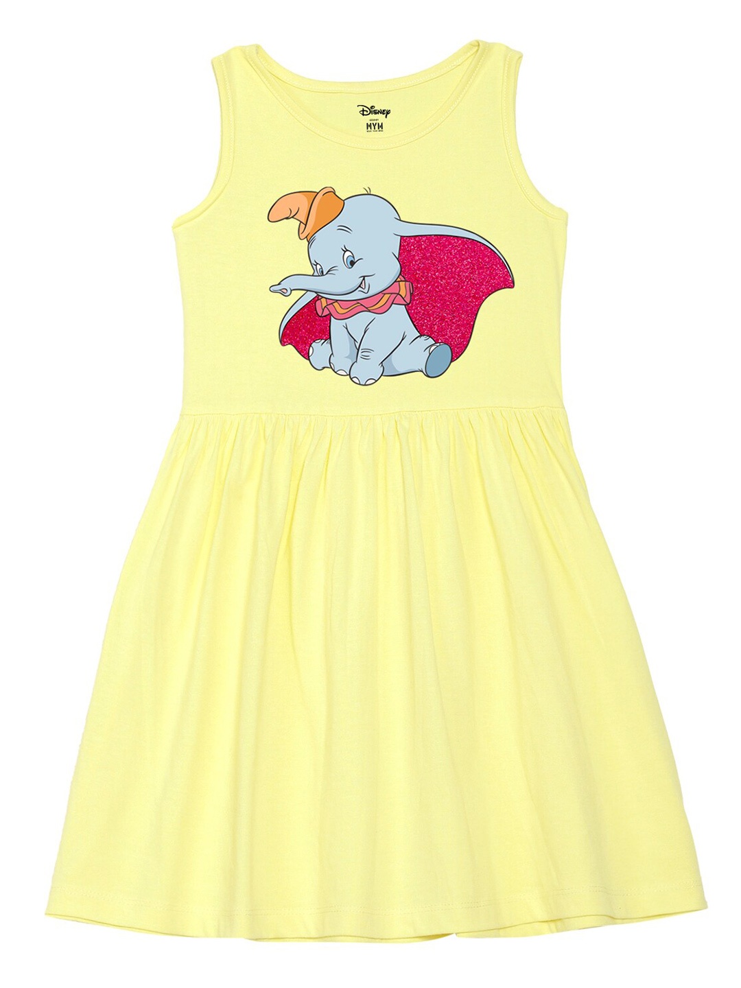 

Wear Your Mind Girls Dumbo Printed Fit and Flare Dress, Yellow