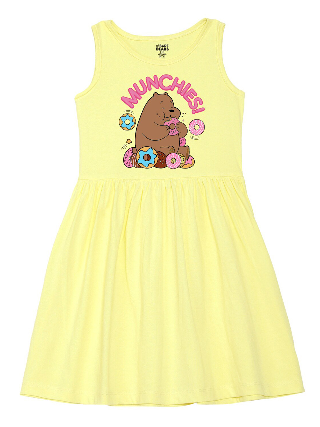 

Wear Your Mind Girls We Bare Bears Printed Fit and Flare Dress, Yellow