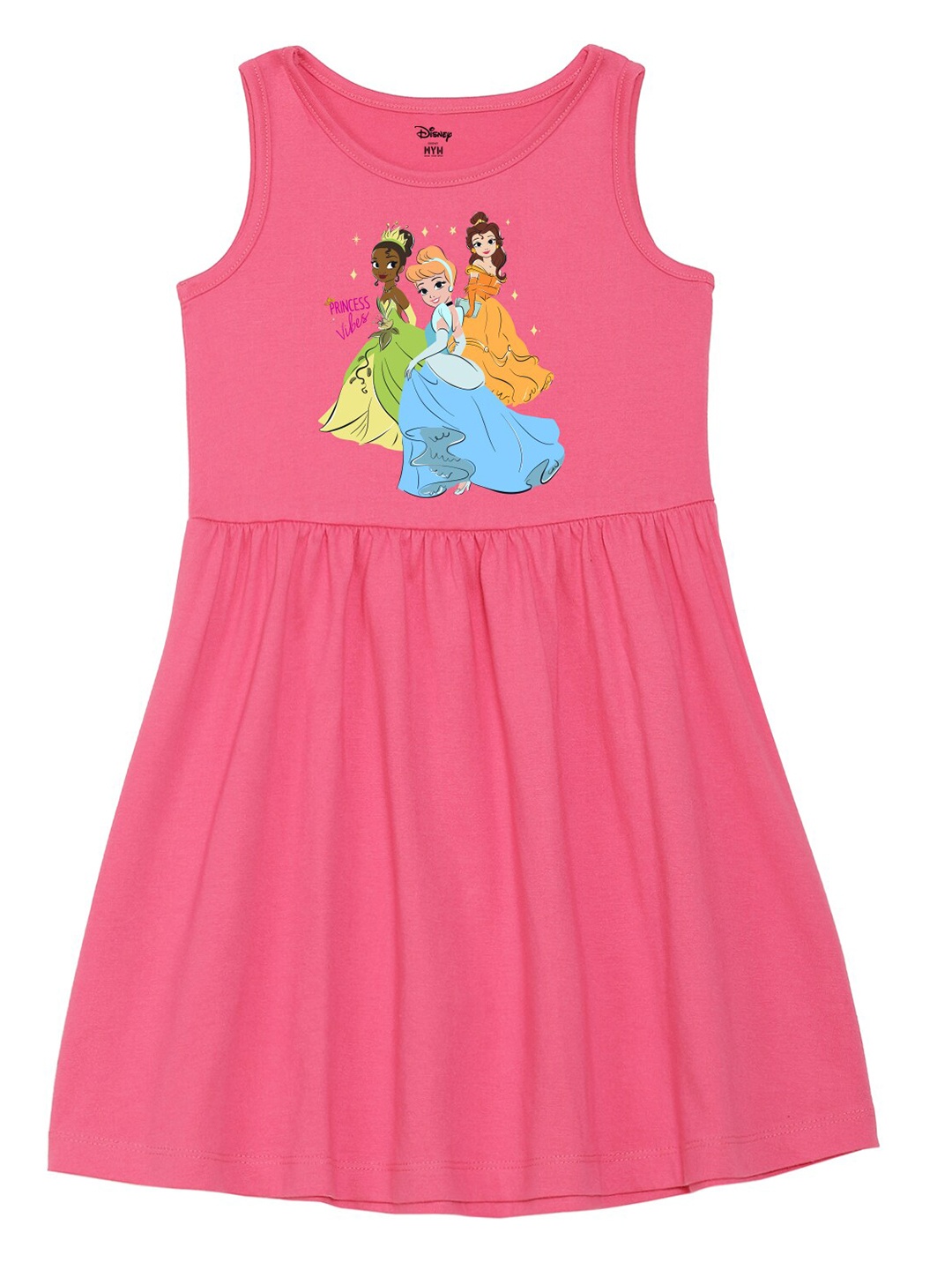 

Wear Your Mind Girls Disney Princesses Printed Fit and Flare Dress, Pink