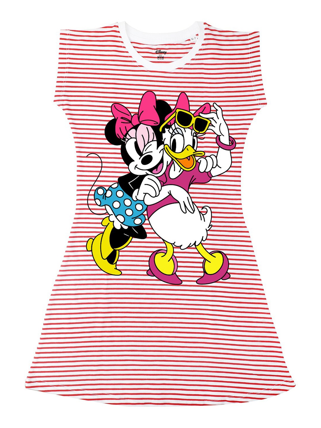 

Wear Your Mind Girls Round Neck Minnie Mouse Printed A-Line Dress, Red