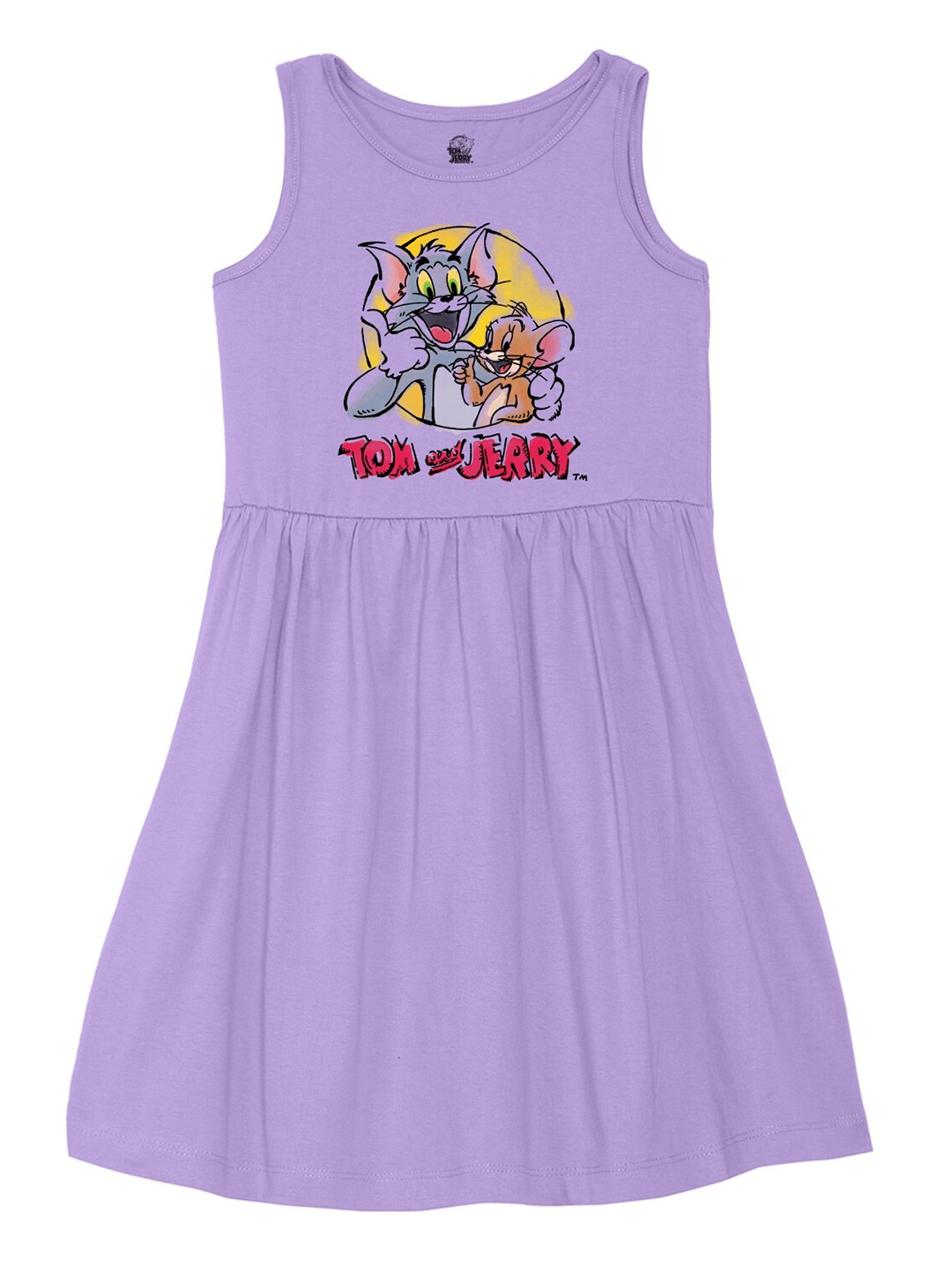 

Wear Your Mind Girls Tom & Jerry Printed Fit and Flare Dress, Purple