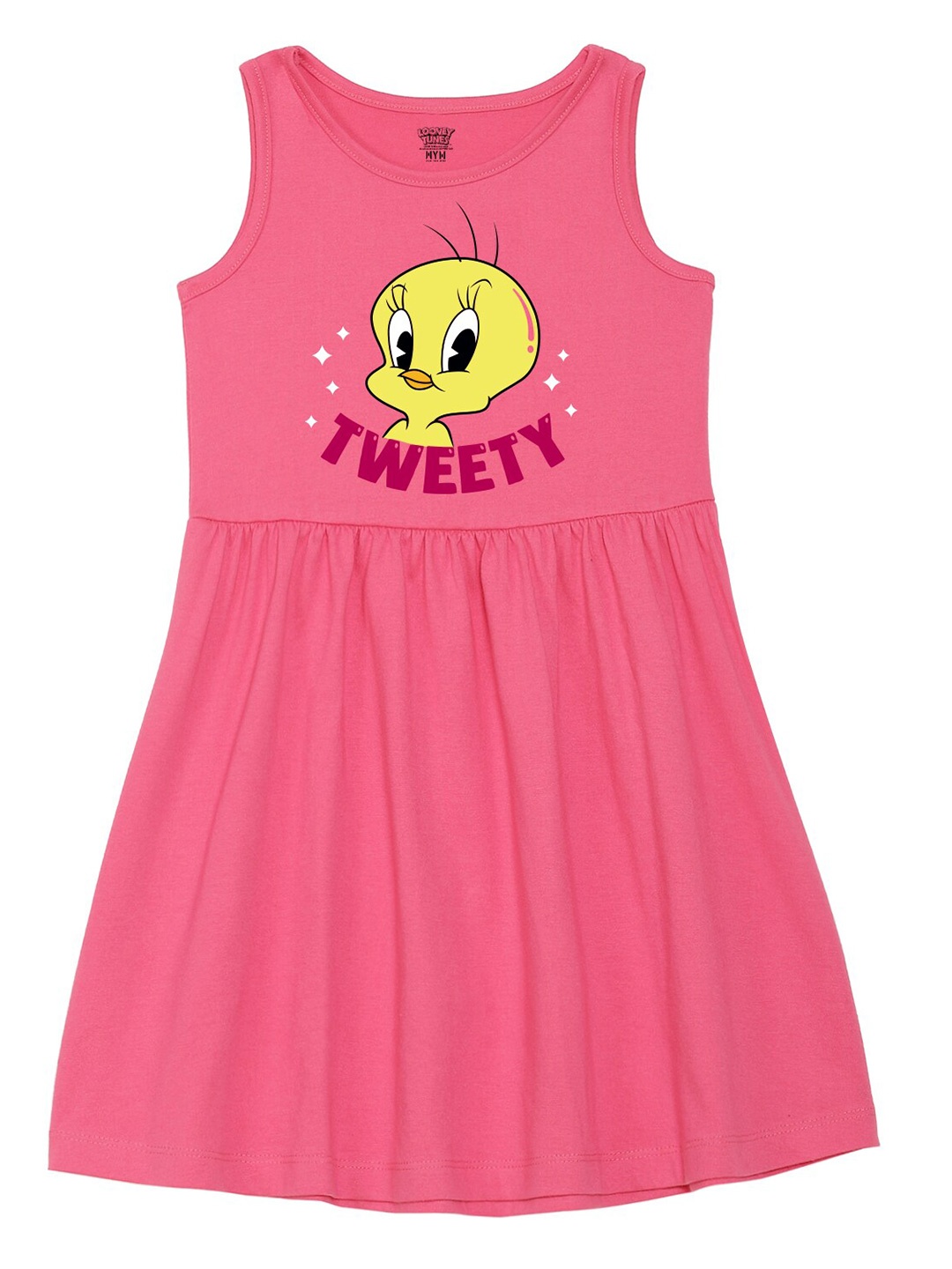 

Wear Your Mind Girls Tweety Printed Fit and Flare Dress, Pink