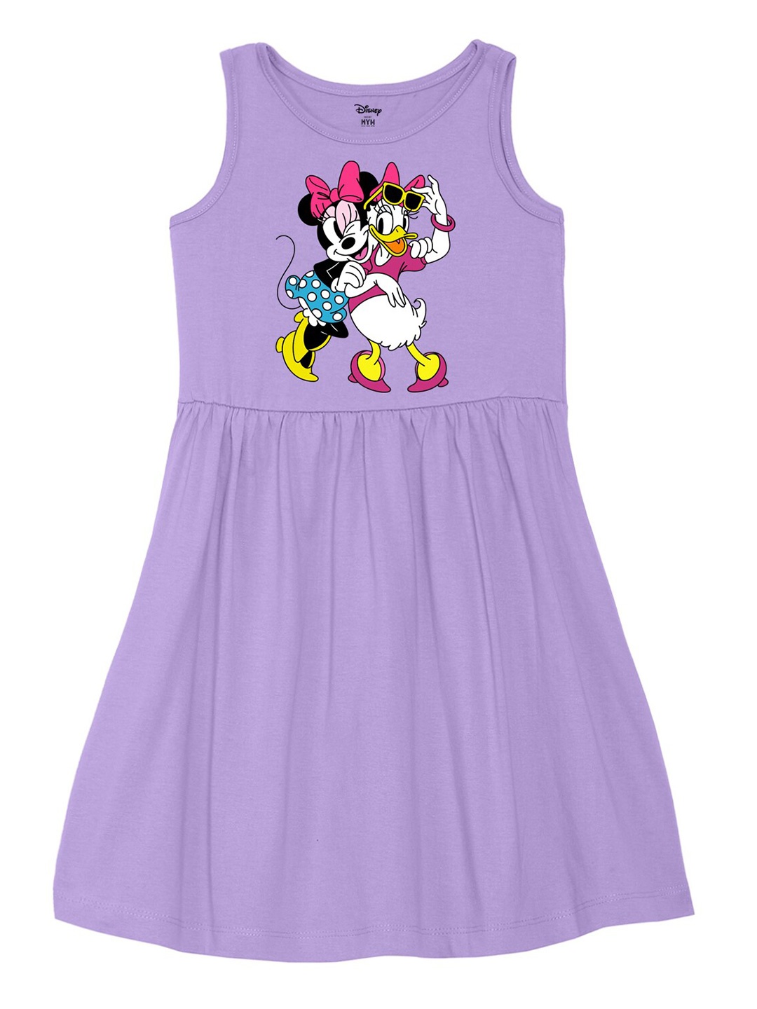

Wear Your Mind Girls Round Neck Minnie Mouse Printed A-Line Dress, Purple