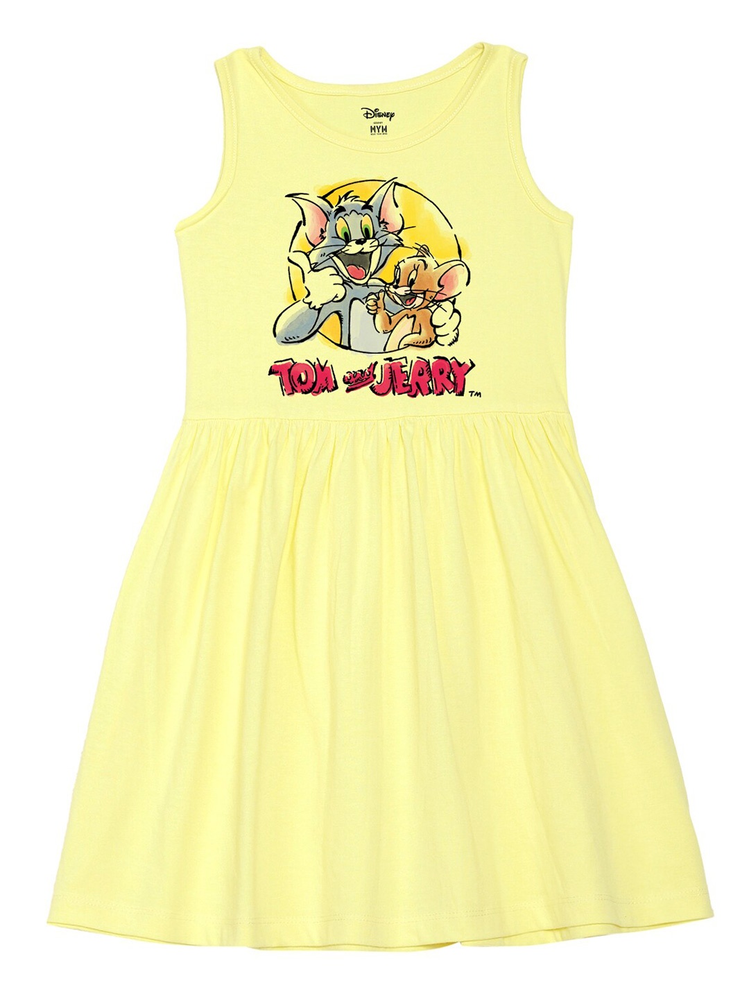 

Wear Your Mind Girls Tom & Jerry Printed Fit and Flare Dress, Yellow