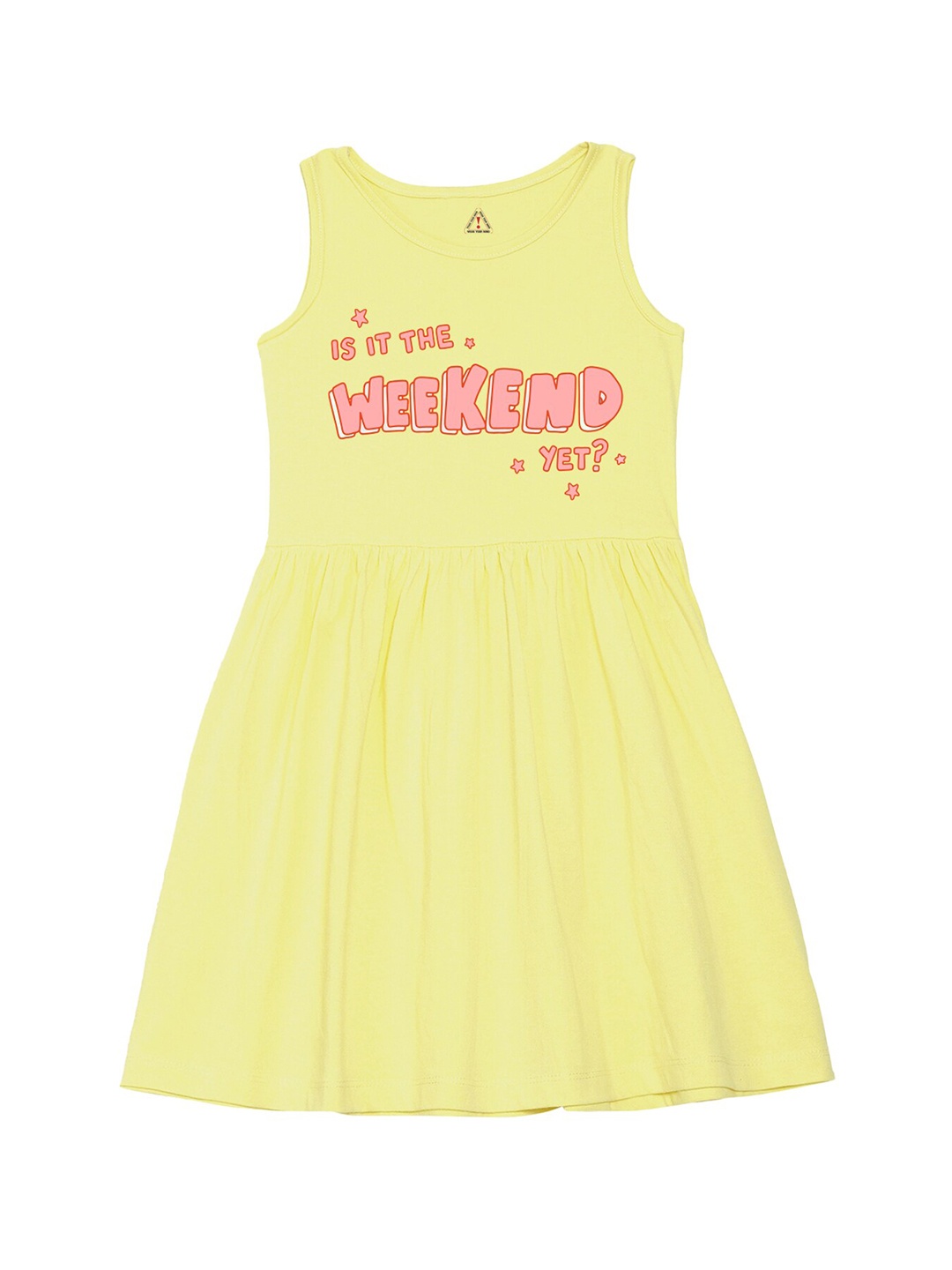 

Wear Your Mind Girls Printed Fit and Flare Dress, Yellow