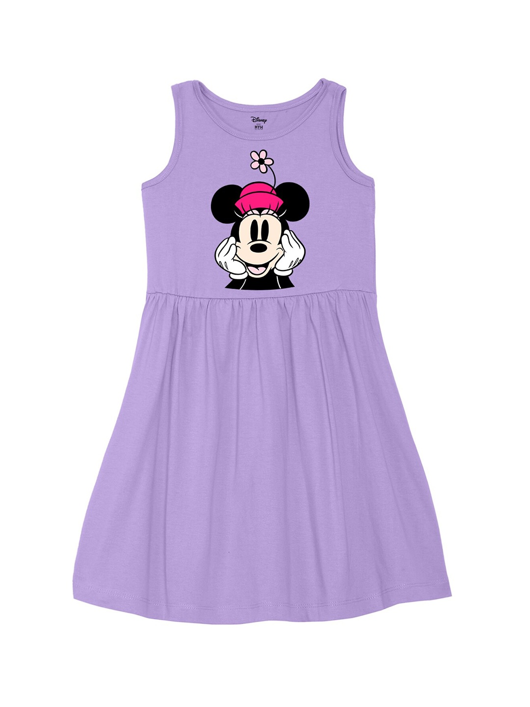 

Wear Your Mind Girls Minnie Mouse Printed Fit and Flare Cotton Dress, Purple