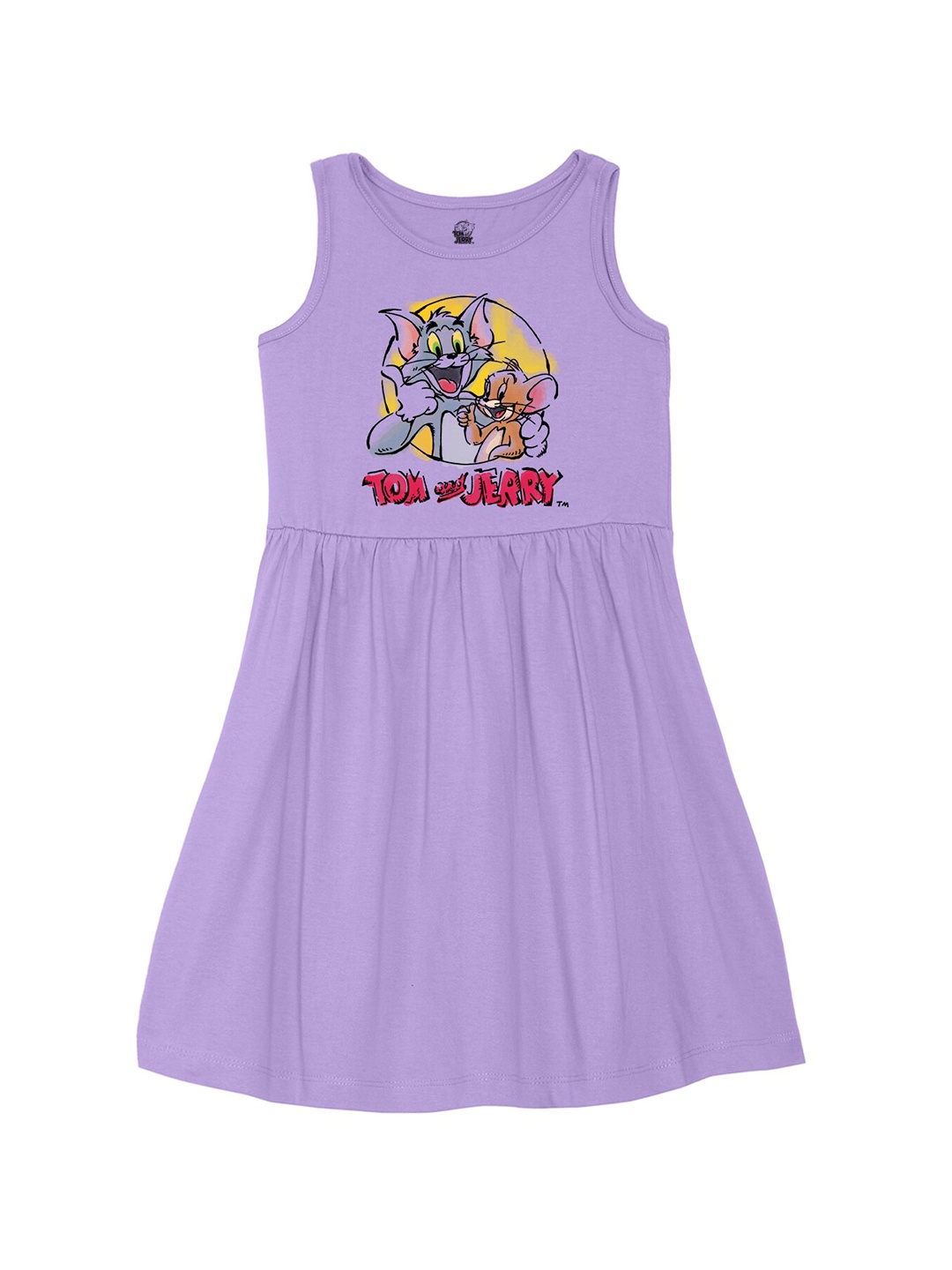 

Wear Your Mind Girls Tom & Jerry Printed Fit and Flare Dress, Purple