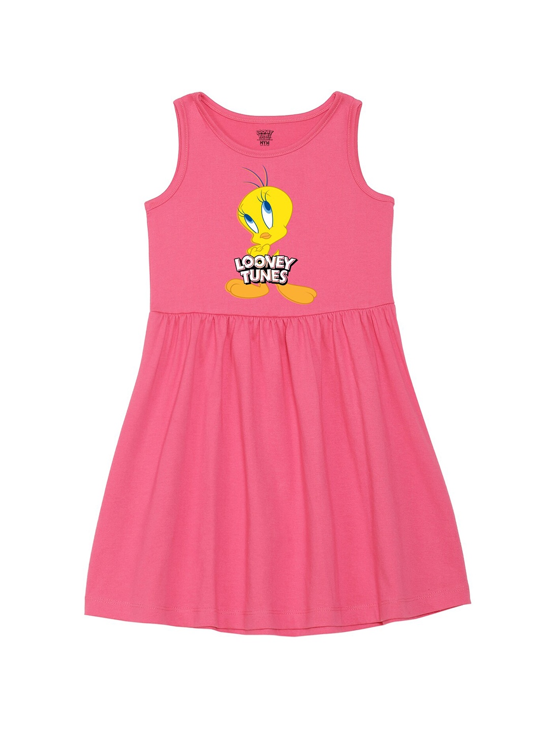 

Wear Your Mind Girls Lonney Tunes Printed Fit and Flare Dress, Pink