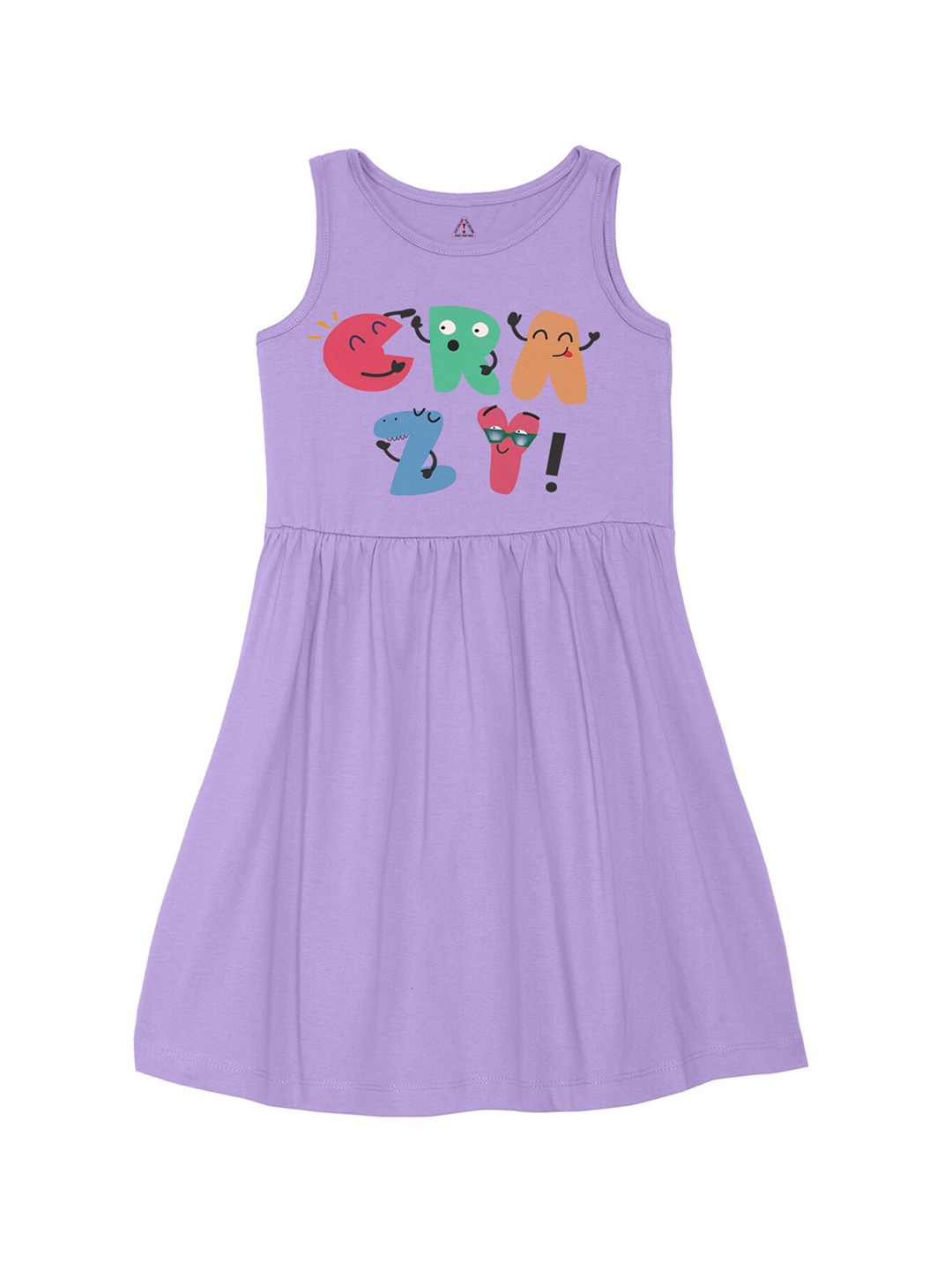 

Wear Your Mind Girls Round Neck Graphic Printed Pure Cotton A-Line Dress, Purple