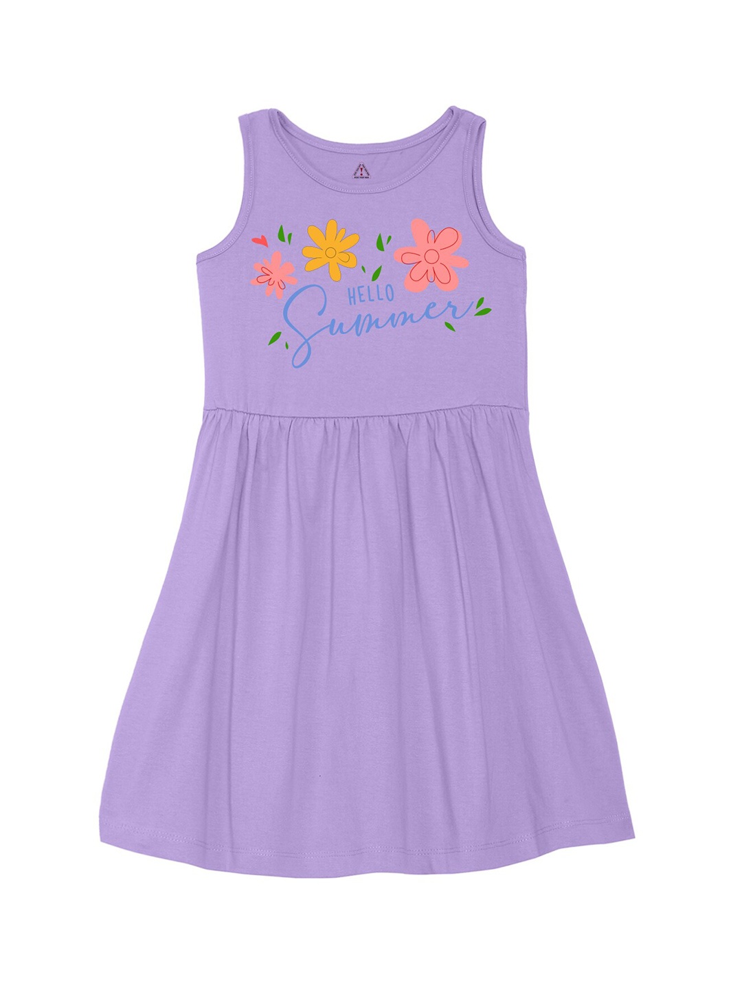 

Wear Your Mind Girls Printed Fit and Flare Cotton Dress, Purple