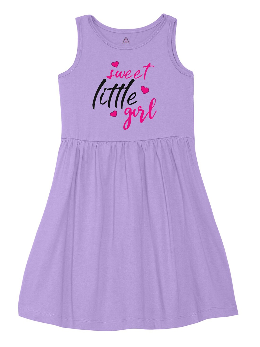 

Wear Your Mind Girls Round Neck Typography Printed Pure Cotton A-Line Dress, Purple