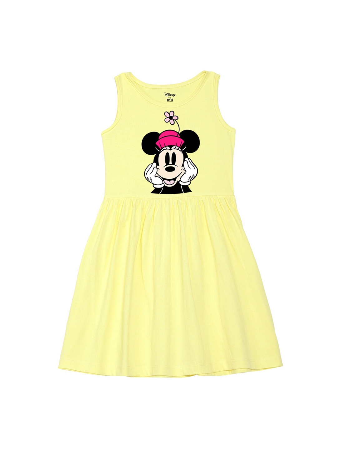 

Wear Your Mind Girls Minnie Mouse Printed Pure Cotton Fit & Flare Dress, Yellow