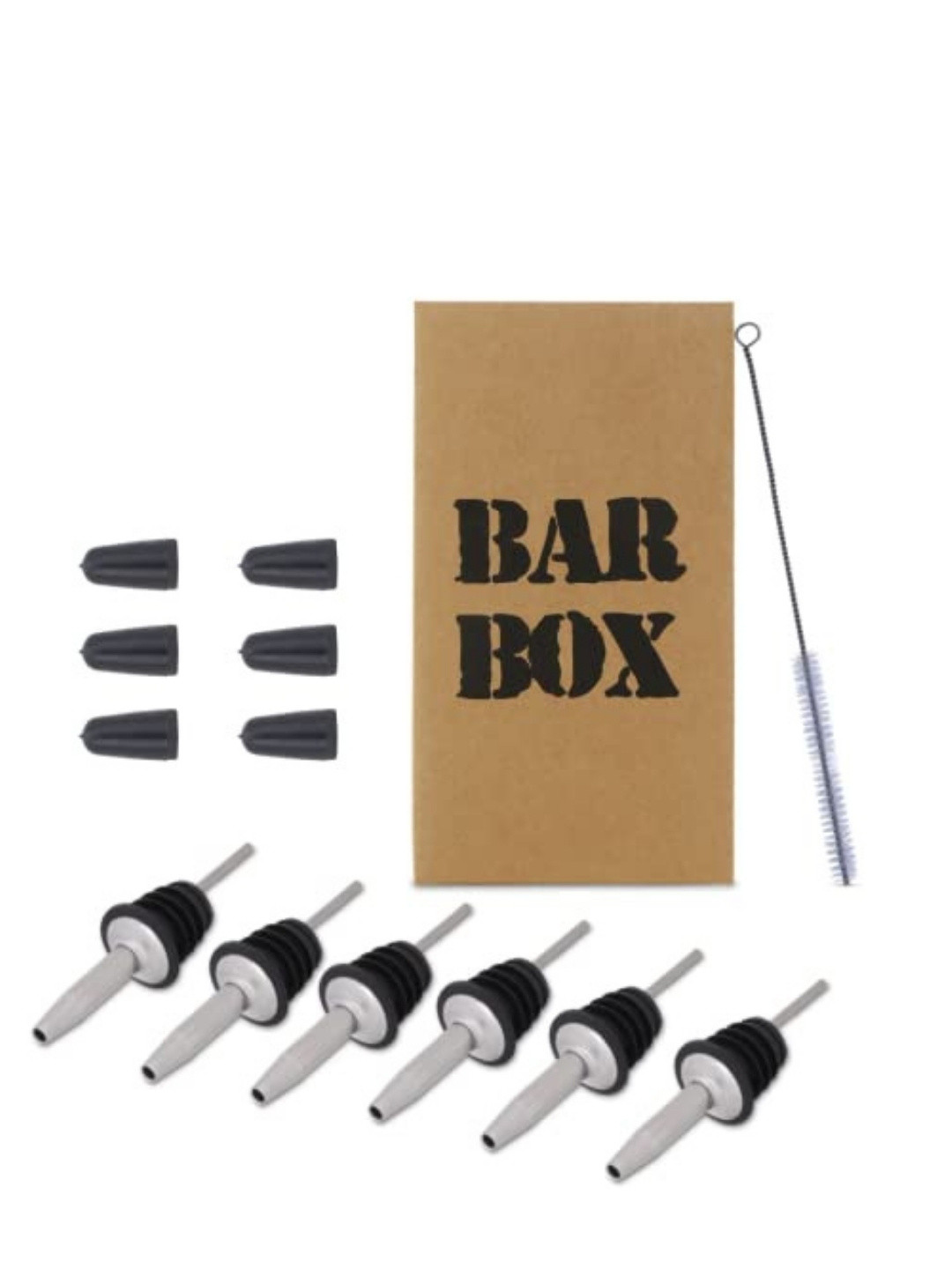

BAR BOX Black 6-Pieces Stainless Steel Bottle Pour Dispenser Stopper With Pourer Caps