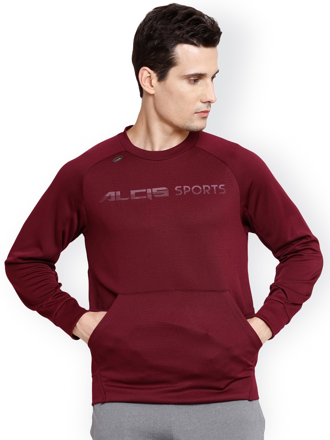 

Alcis Men Burgundy Solid Sweatshirt