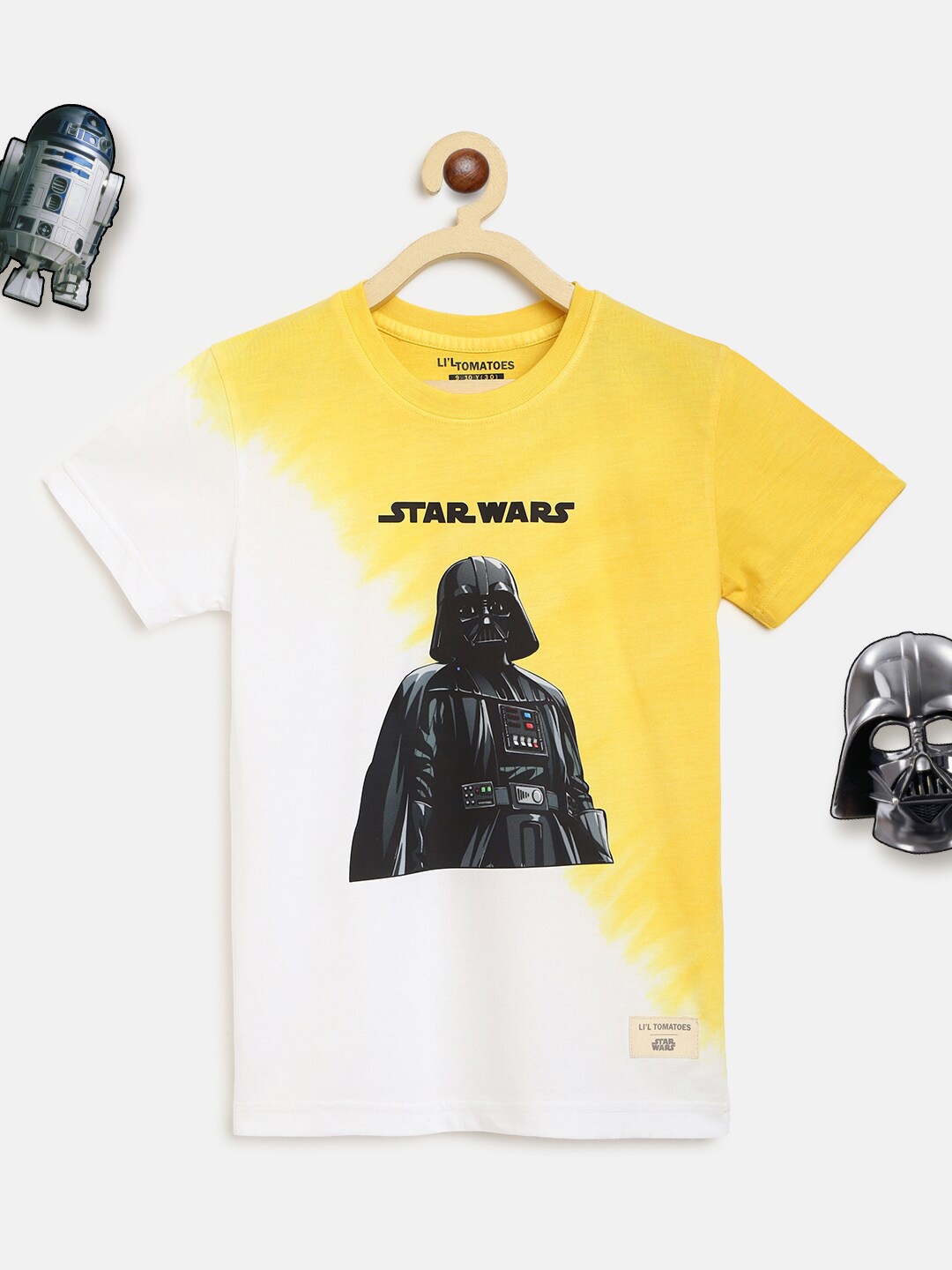 

Lil Tomatoes Boys Star Wars Printed Round Neck Cotton T-shirt, Yellow