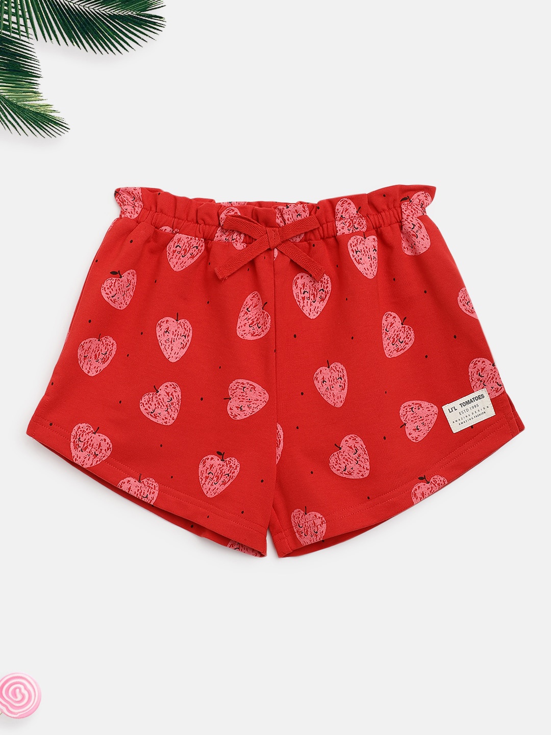 

Lil Tomatoes Girls Printed Outdoor Shorts, Red