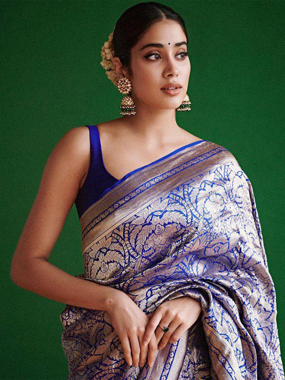 

TIEXA Ethnic Motif Pure Silk Banarasi Zari Saree, Blue