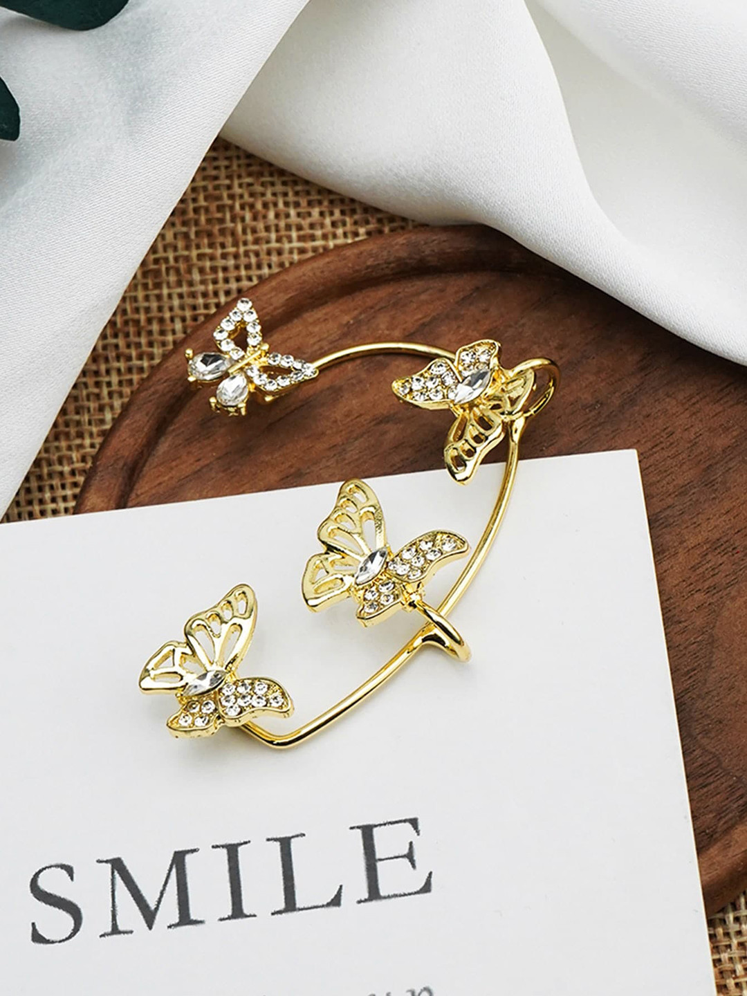 

VAGHBHATT Gold-Plated Butterfly Ear Cuff Earrings