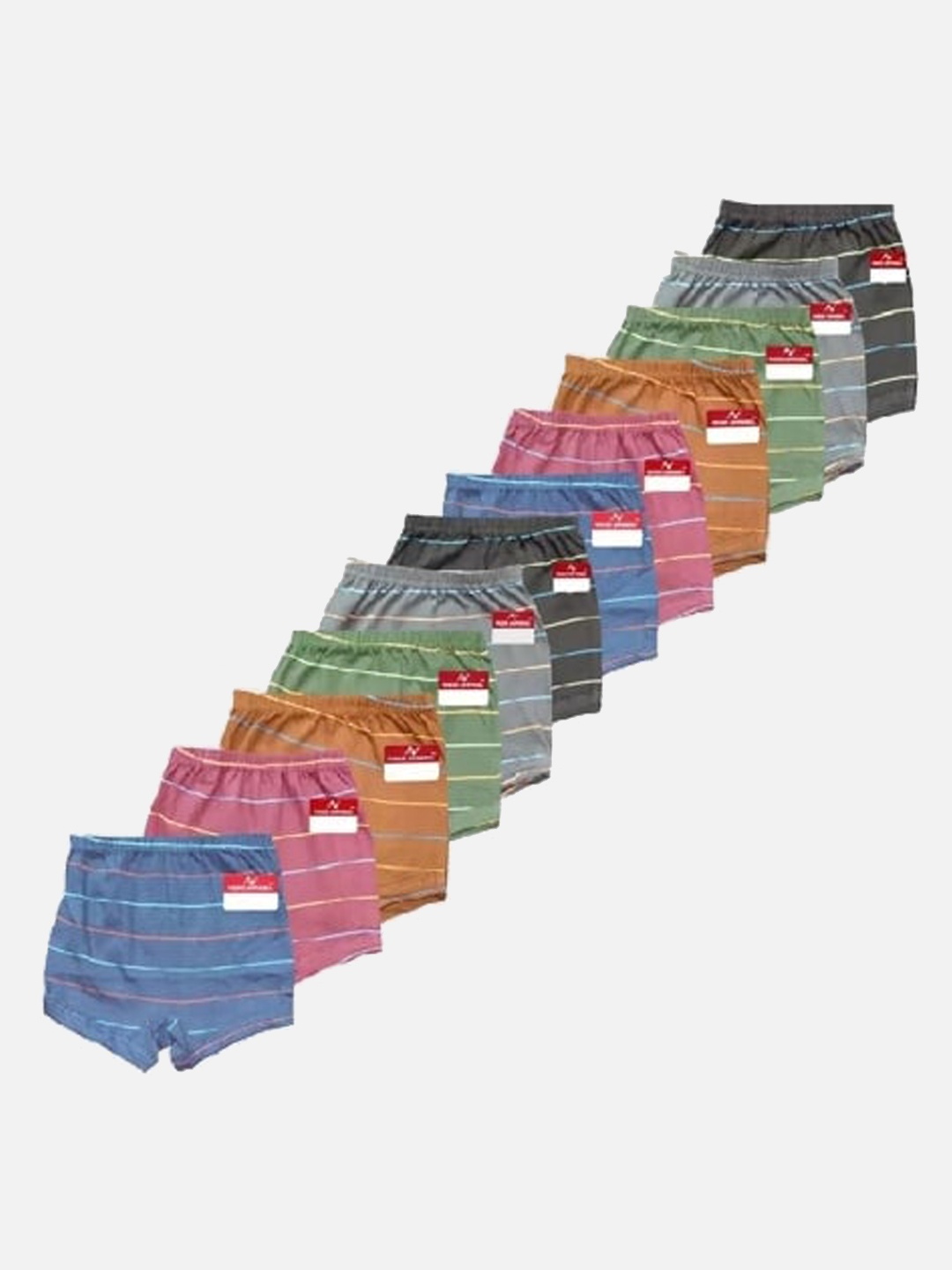 

PRIDE APPAREL Infant Girls Pack Of 12 Striped Pure Cotton Trunks, Blue