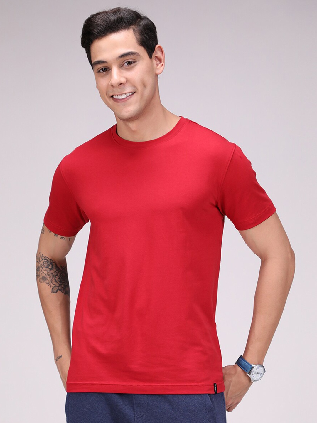 

SPORTO Everfresh Round Neck Cotton T-shirt, Red