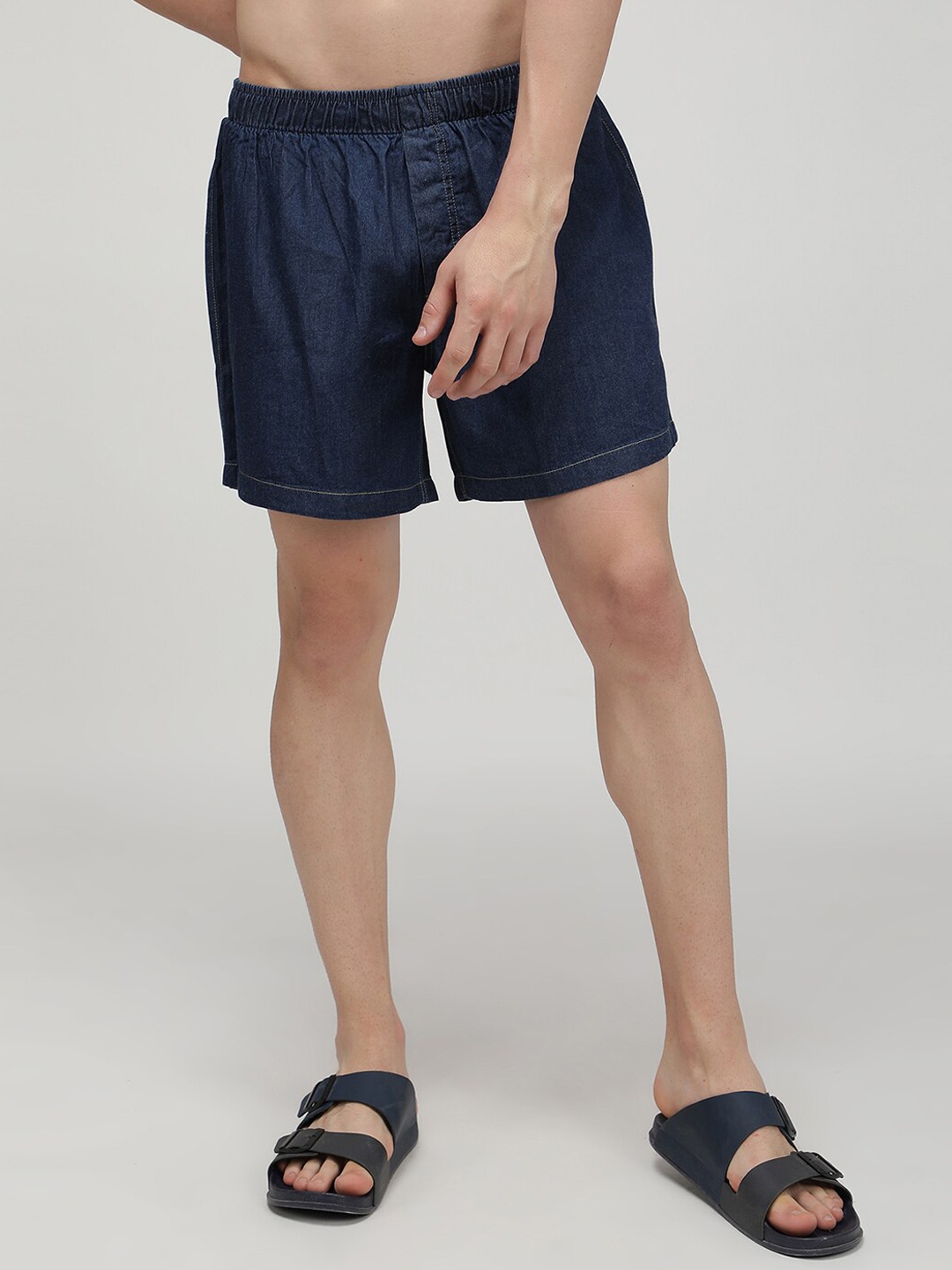 

SPORTO Men Mid-Rise Cotton Denim Boxers, Blue